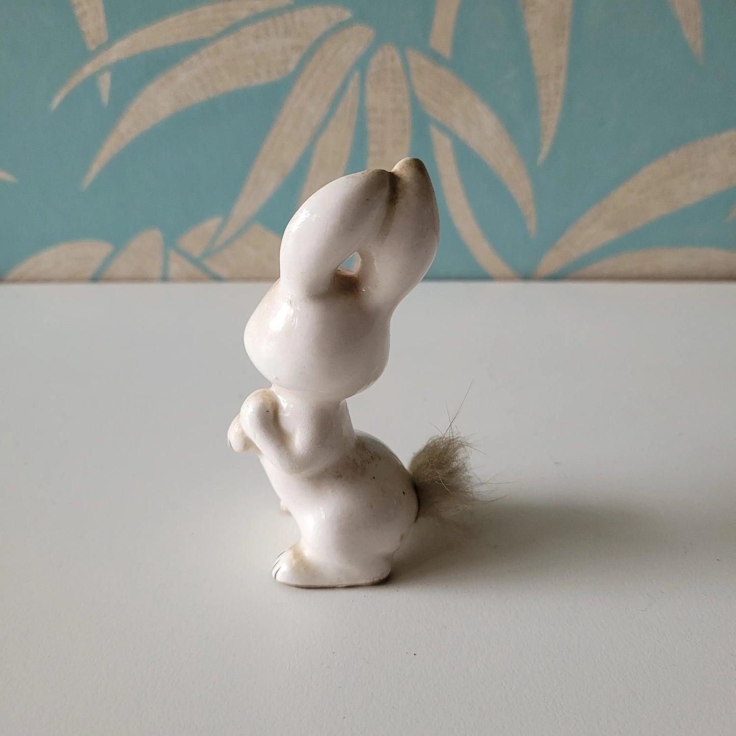 1950s Norcrest ceramic rabbit with fluffy tail