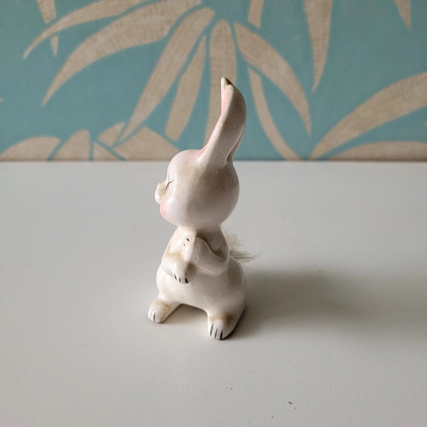 1950s Norcrest ceramic rabbit with fluffy tail