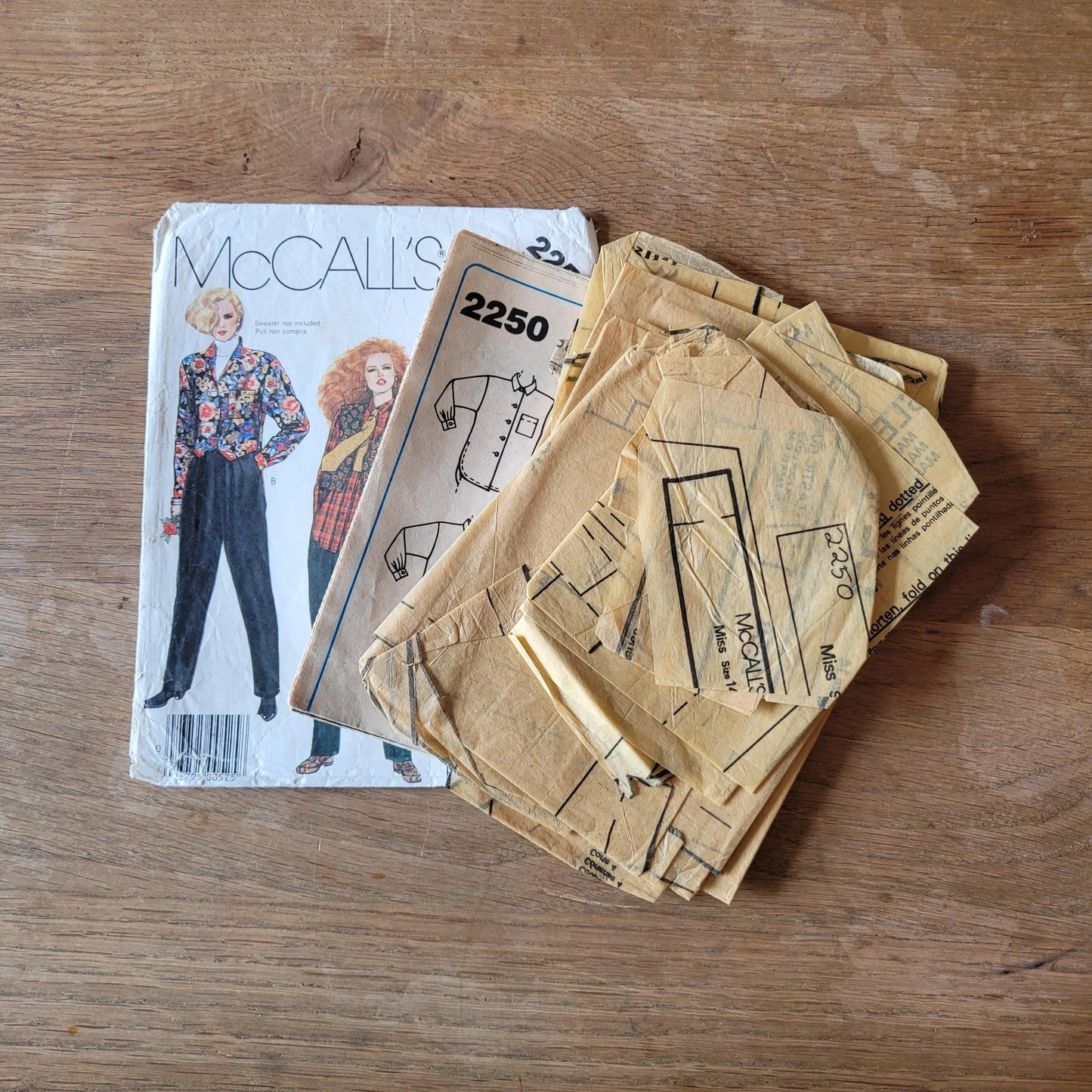 Part cut 1985 McCall's 2250 sewing pattern for misses' shirt, vest & pants, size 14 (*see description below)
