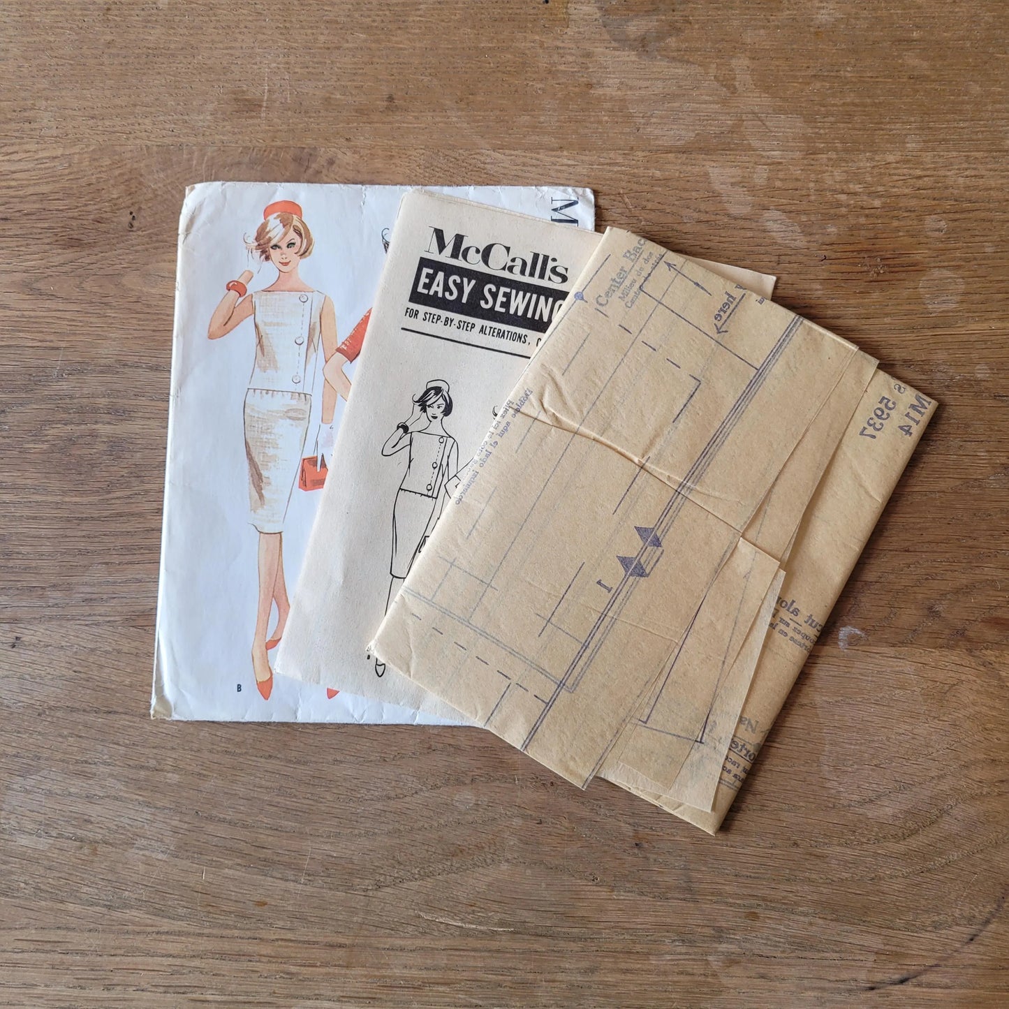 Uncut 1961 McCall's 5937 sewing pattern for misses' & junior two-piece dress, size 14 (complete)