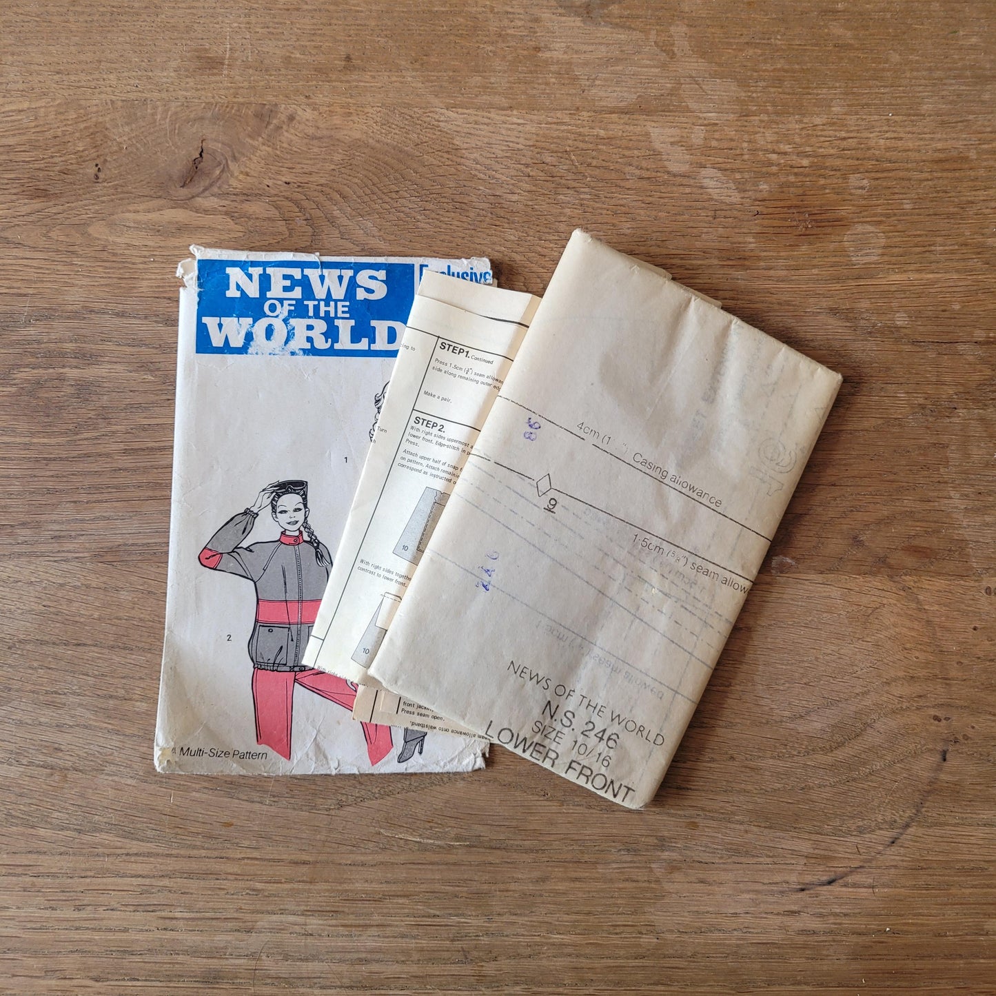 Uncut 1980s News of the World No.246 sewing pattern for jacket & trousers, sizes 10 to 16 (complete)