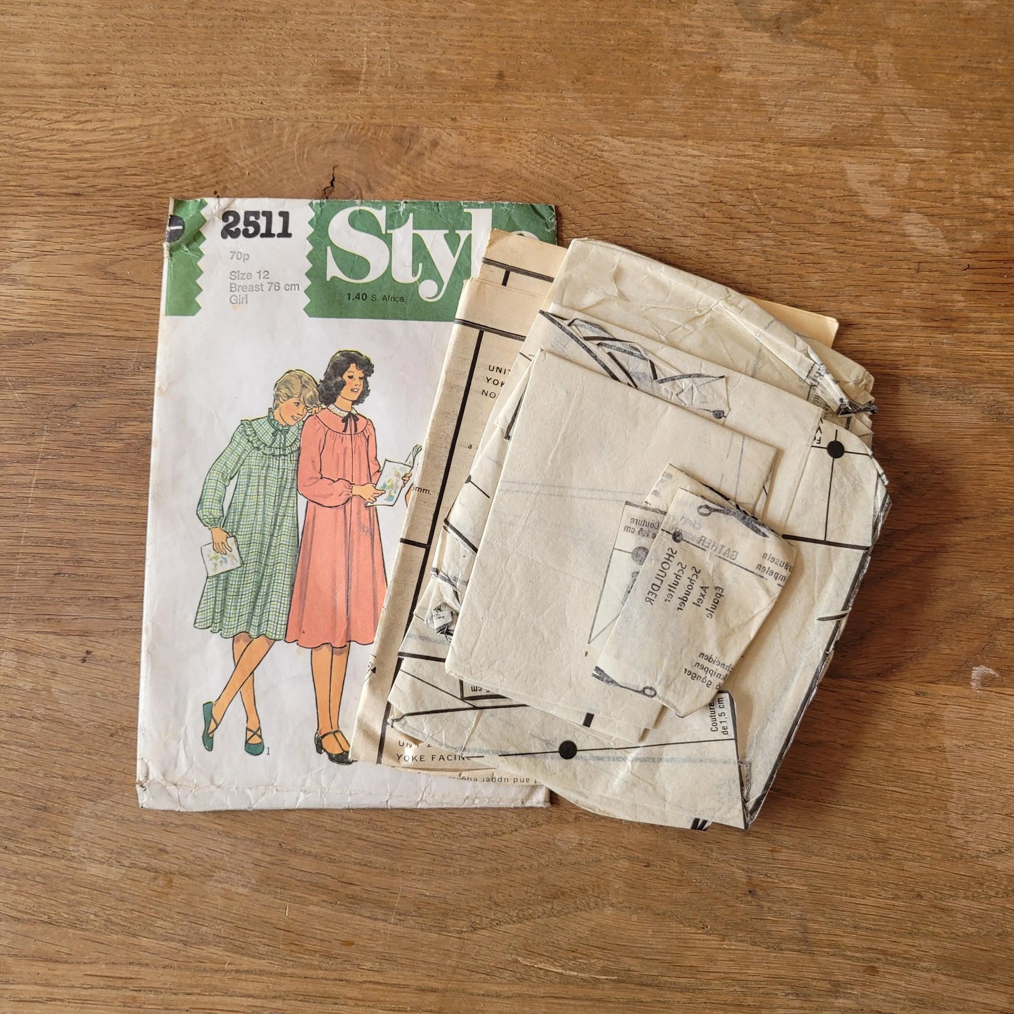 Used 1978 Style 2511 sewing pattern for girls' flared dress, girls' size 12 (complete)