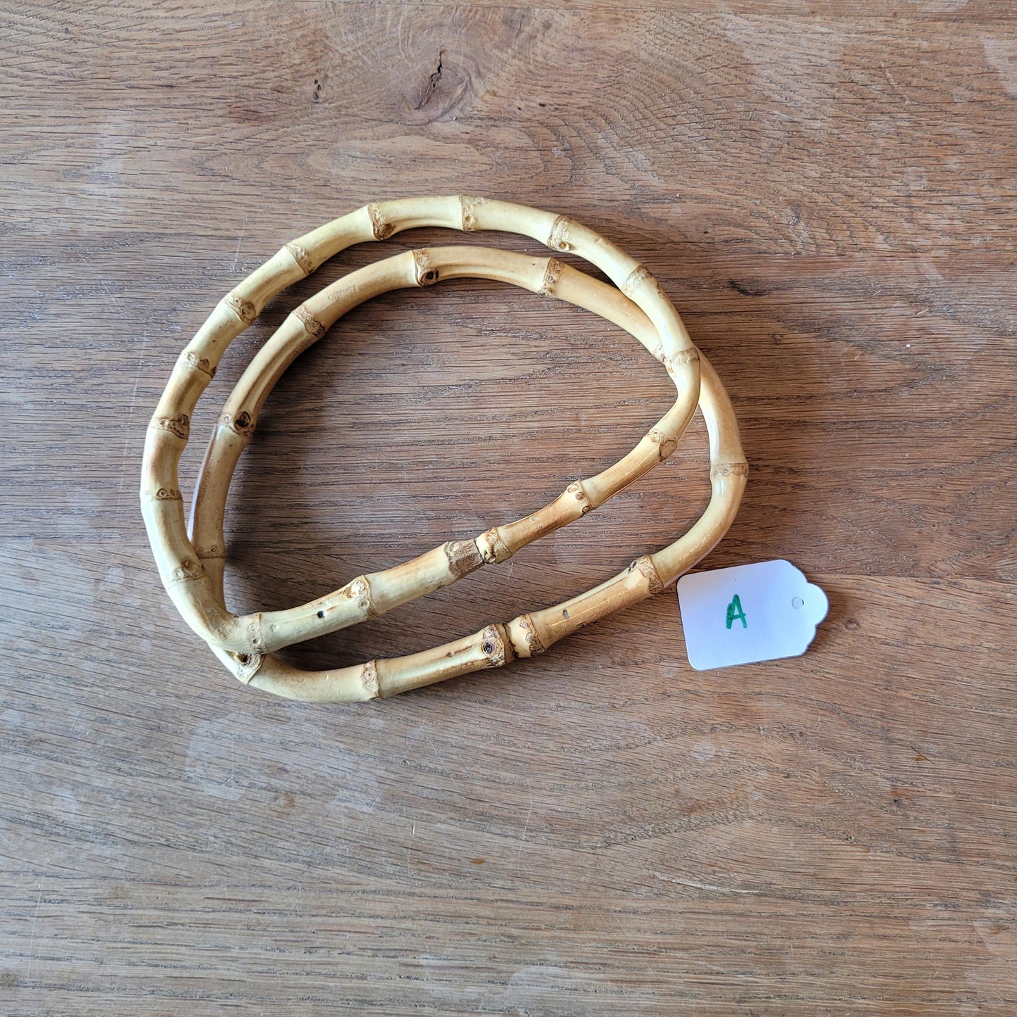 Pair of vintage D-shaped bamboo handbag/purse handles #A