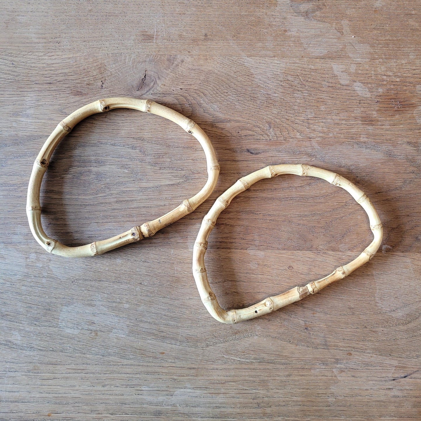 Pair of vintage D-shaped bamboo handbag/purse handles #A