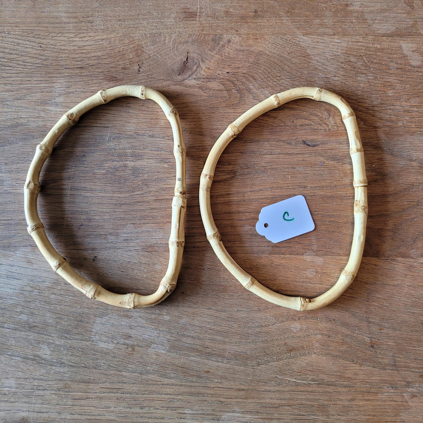 Pair of vintage D-shaped bamboo handbag/purse handles #C