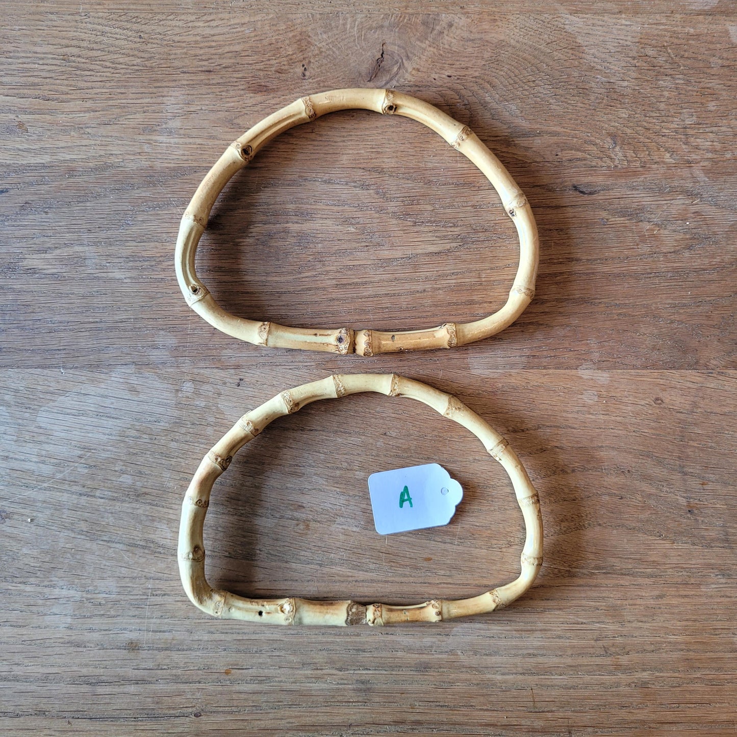Pair of vintage D-shaped bamboo handbag/purse handles #A
