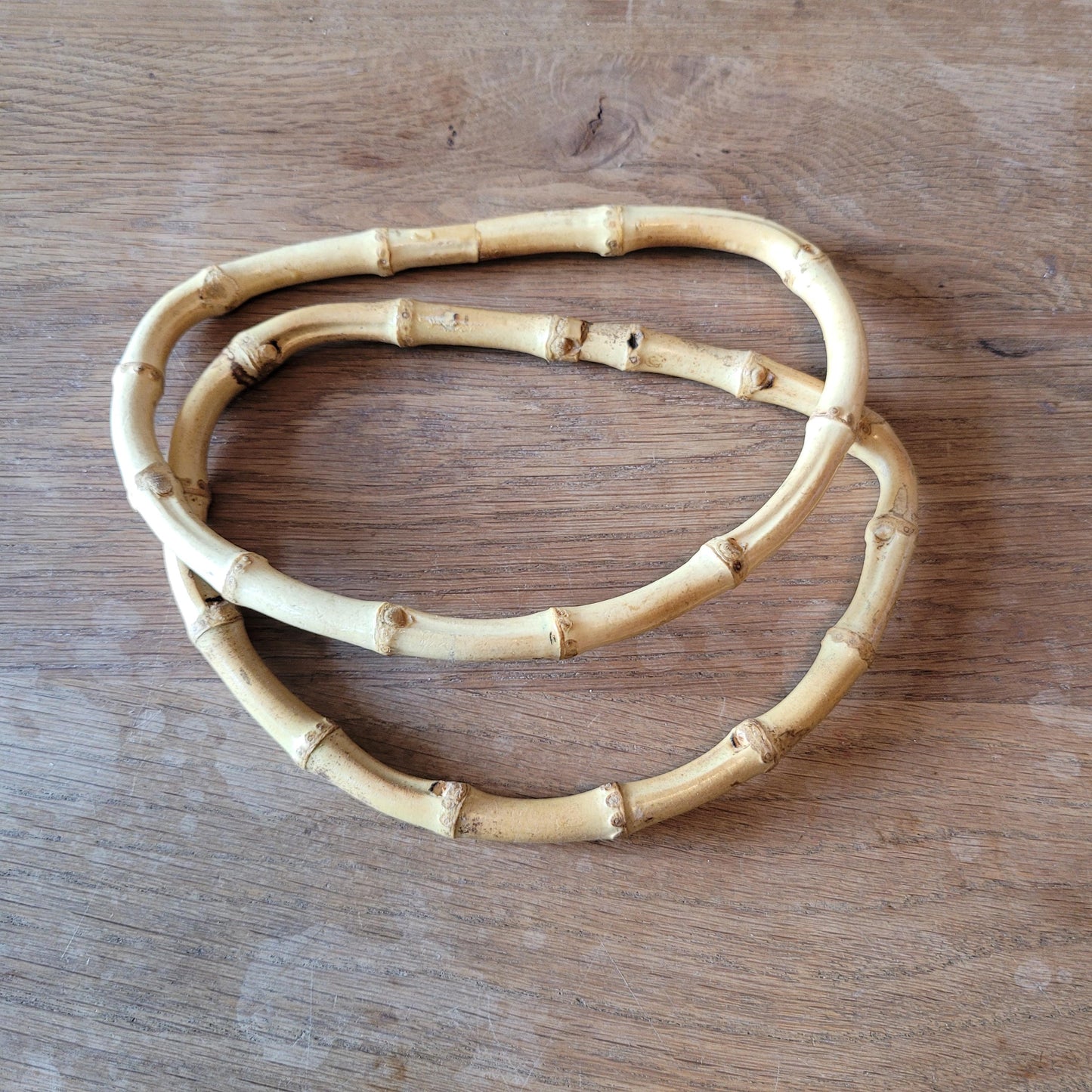 Pair of vintage D-shaped bamboo handbag/purse handles #D