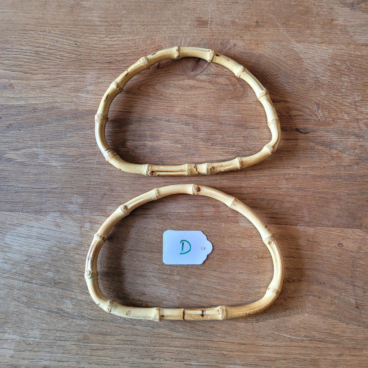 Pair of vintage D-shaped bamboo handbag/purse handles #D