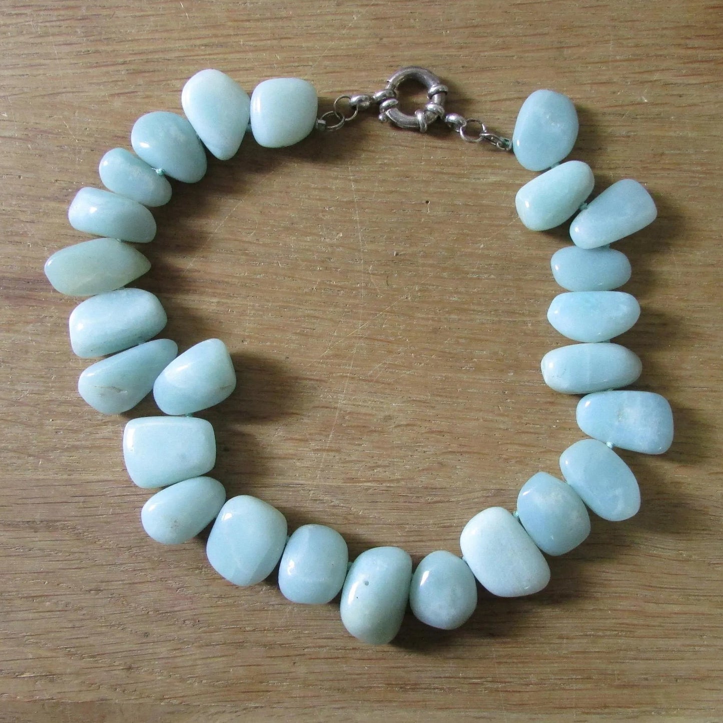 circa. 1990s chunky Aventurine collar length necklace with 525 silver clasp
