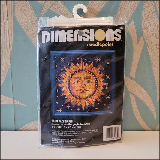1993 Dimensions "Sun & Stars" needlepoint kit No.7153, designed by Martha Gayle Freeman (complete)