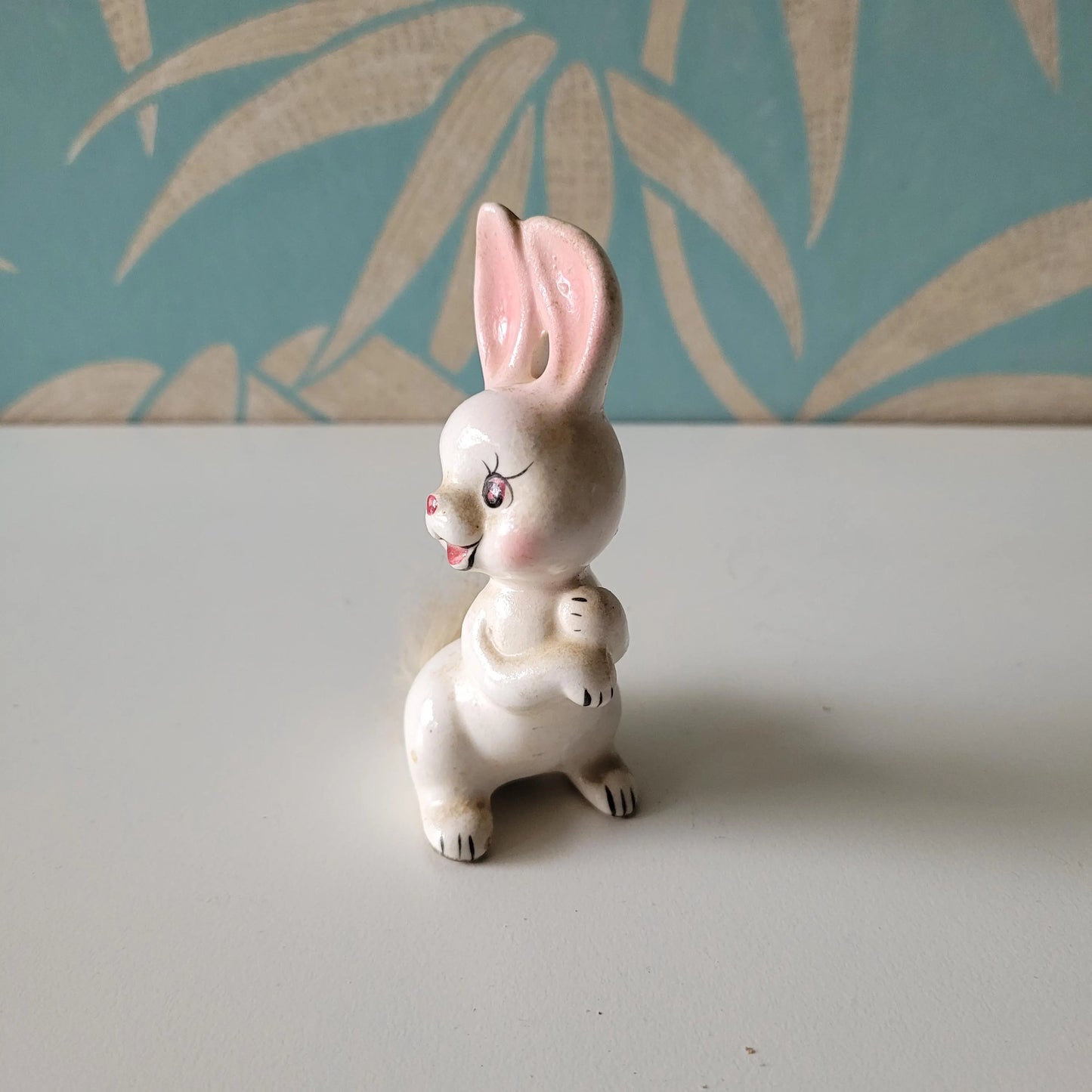 1950s Norcrest ceramic rabbit with fluffy tail