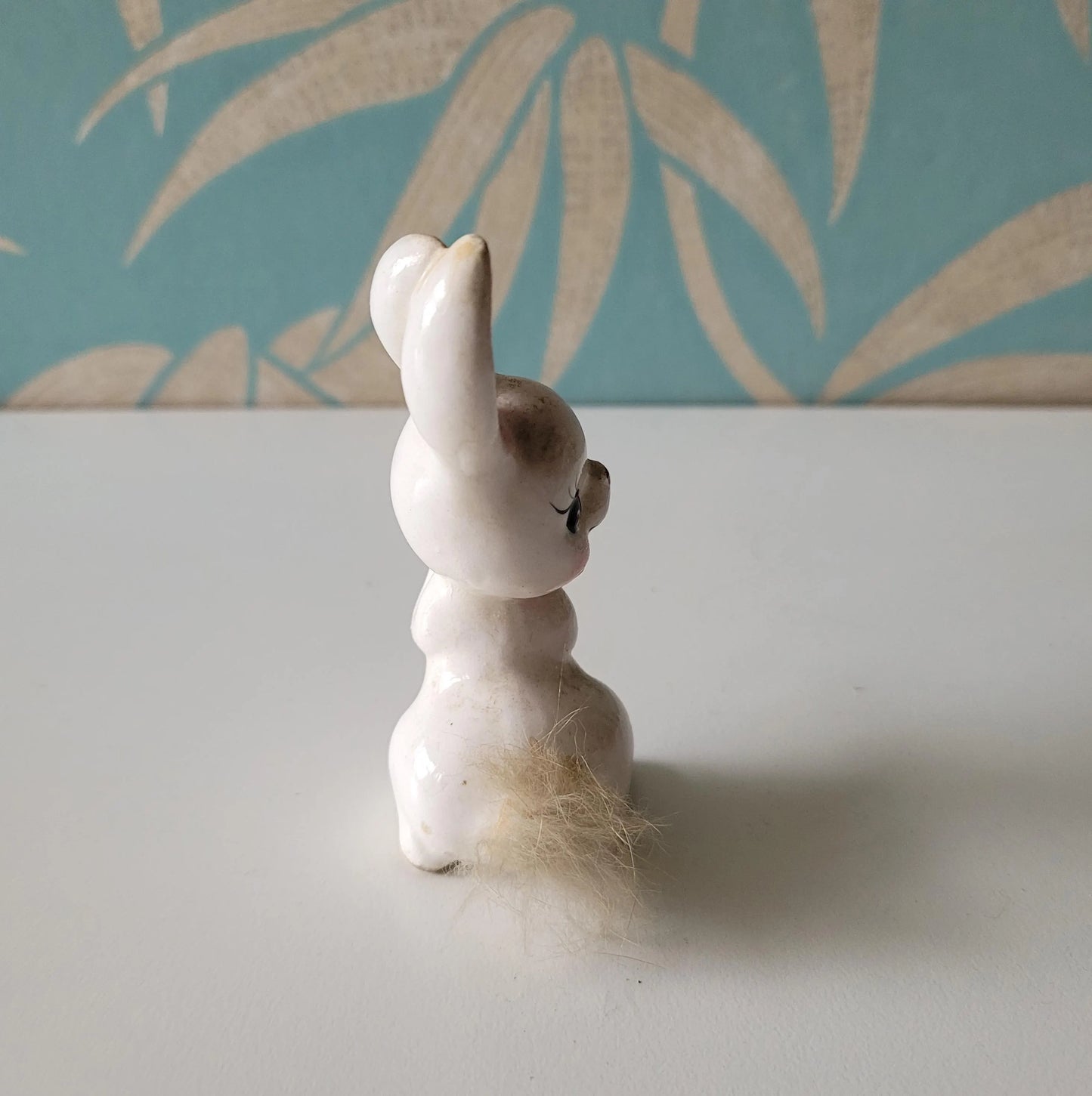 1950s Norcrest ceramic rabbit with fluffy tail