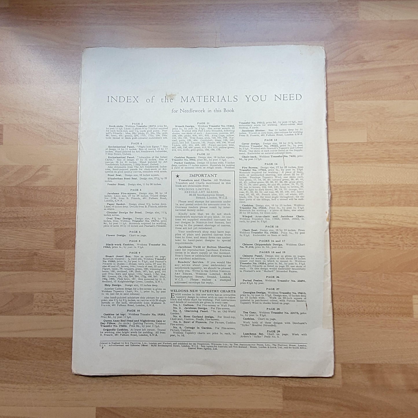 1940s Weldon's needle-art series No.5: Period Needlework (includes supplement chart)