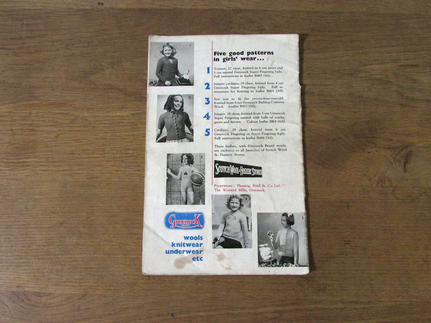 1940s Greenock The Little Folks Knitting & Crocheting Instruction Book