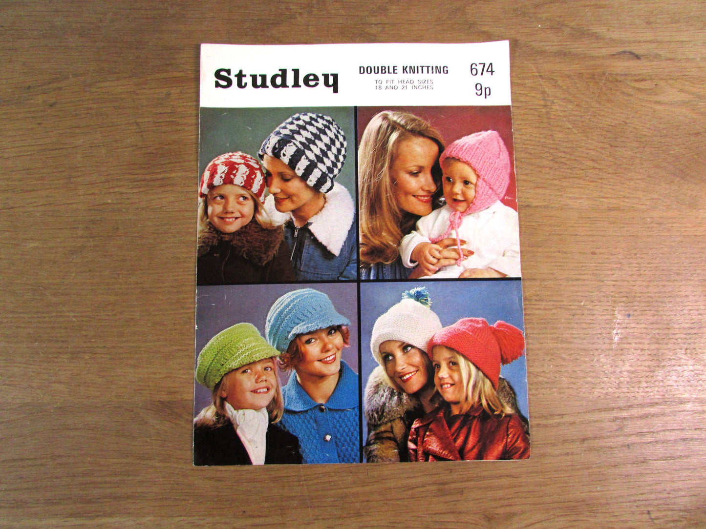 1970s Studley 674 knitting/crochet patterns for caps, helmet & ear muffs