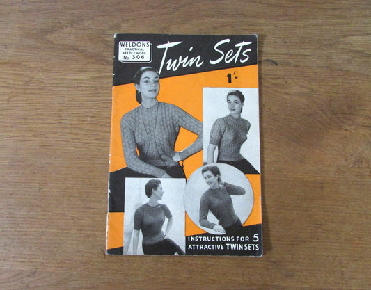1940s/50s Weldons Practical Needlework 306 knitting patterns for twin sets