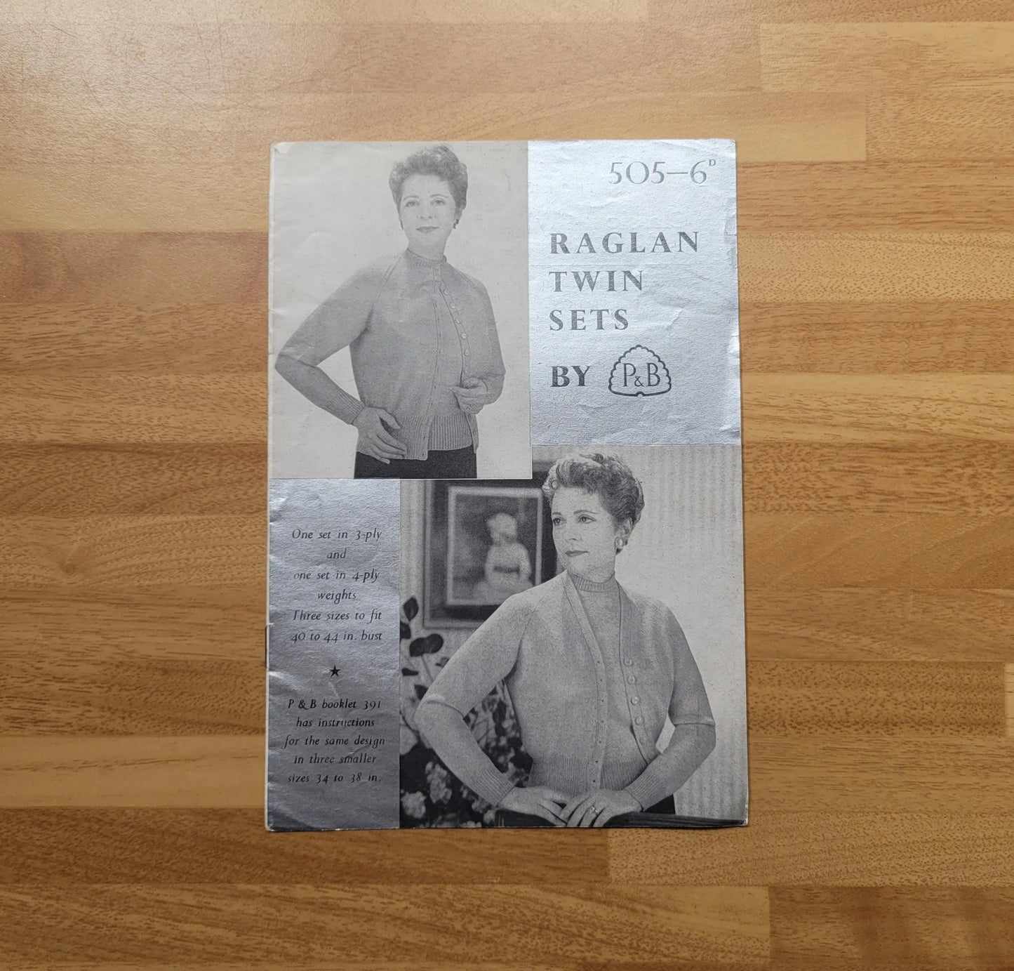 1950s P&P Wools 505 knitting pattern for raglan twin sets