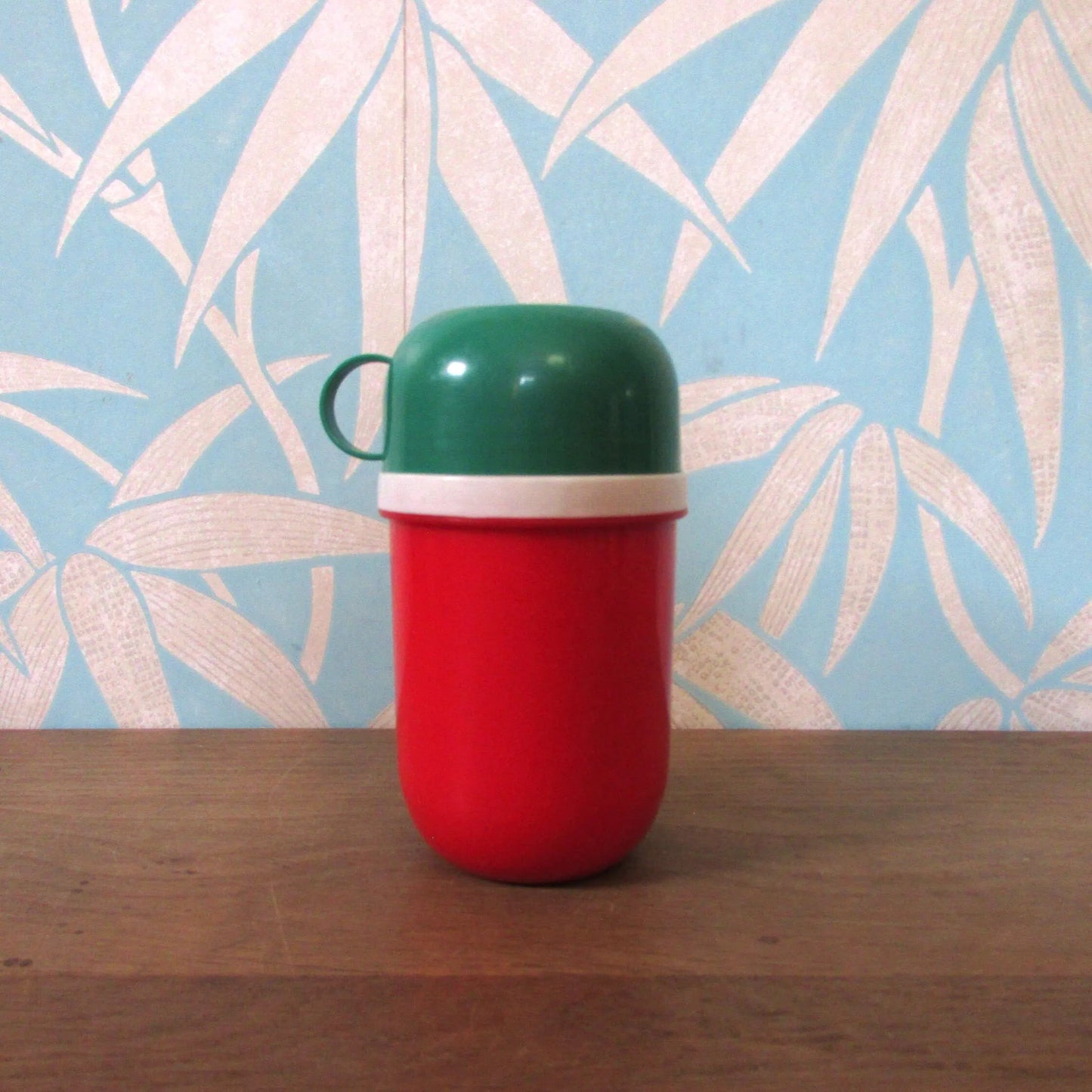 1980s red & green plastic mini travel flask