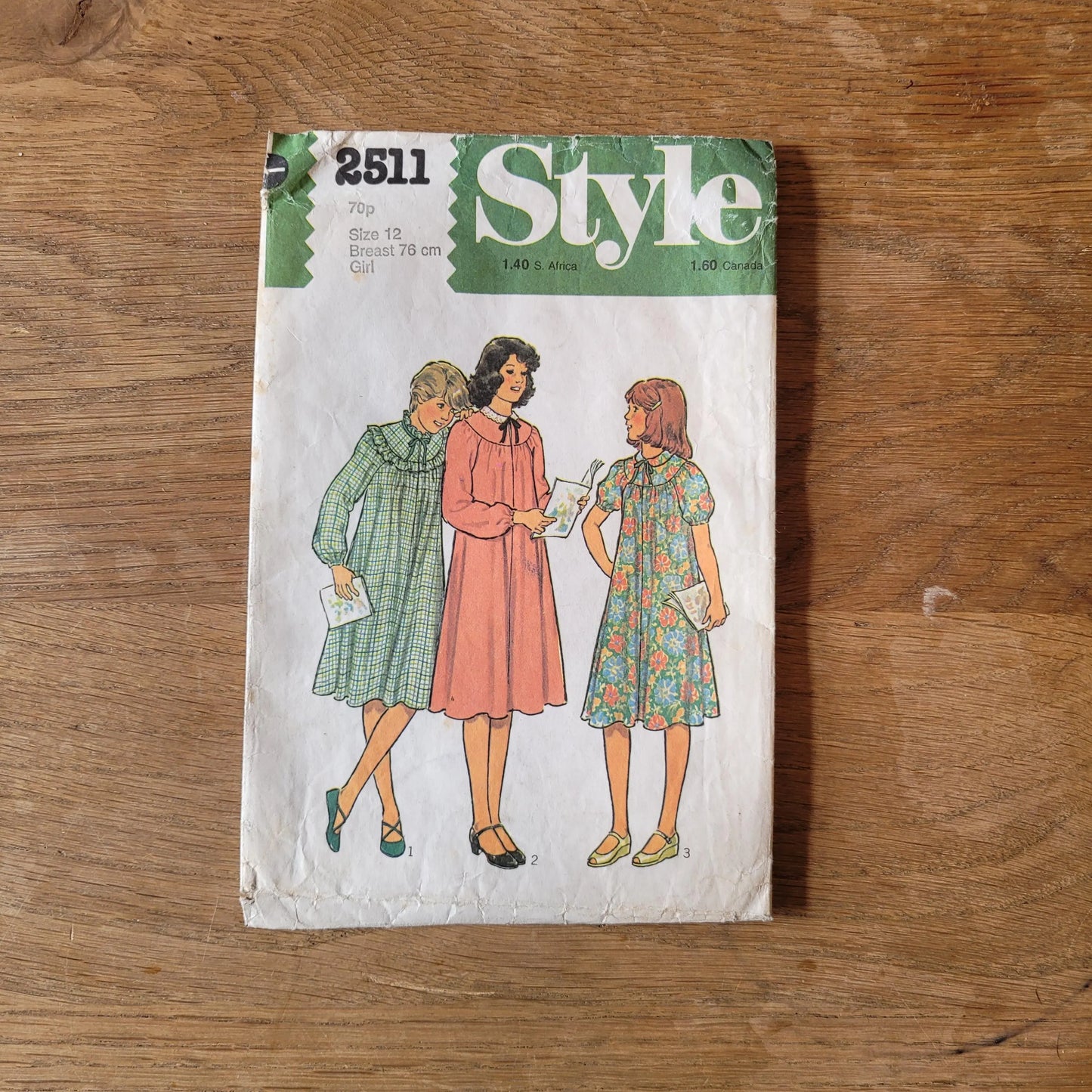Used 1978 Style 2511 sewing pattern for girls' flared dress, girls' size 12 (complete)