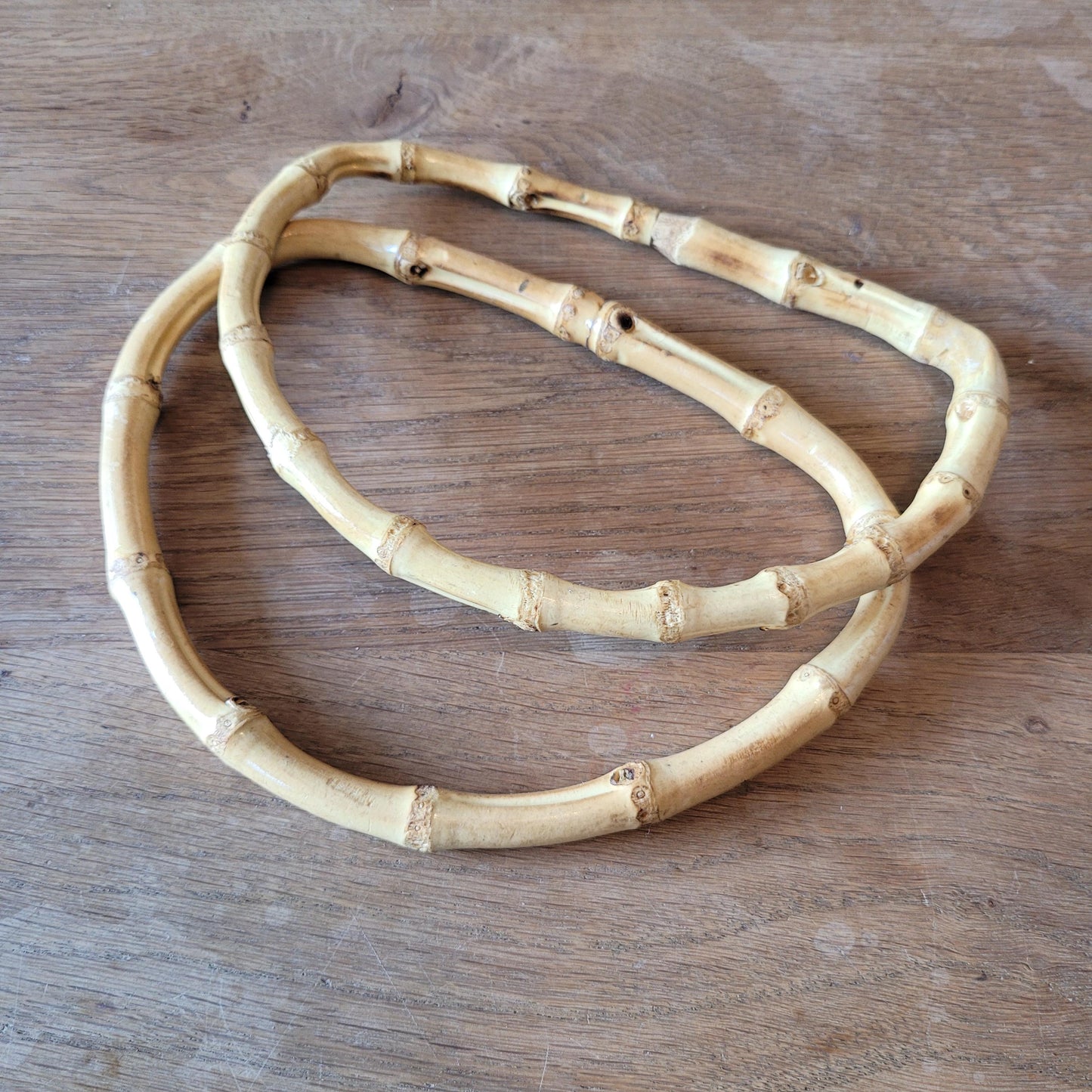 Pair of vintage D-shaped bamboo handbag/purse handles #A