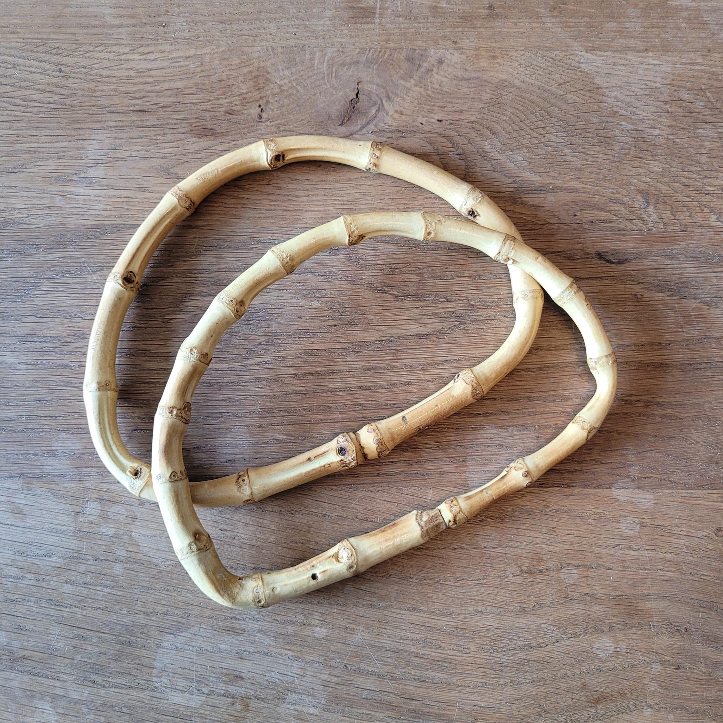 Pair of vintage D-shaped bamboo handbag/purse handles #A
