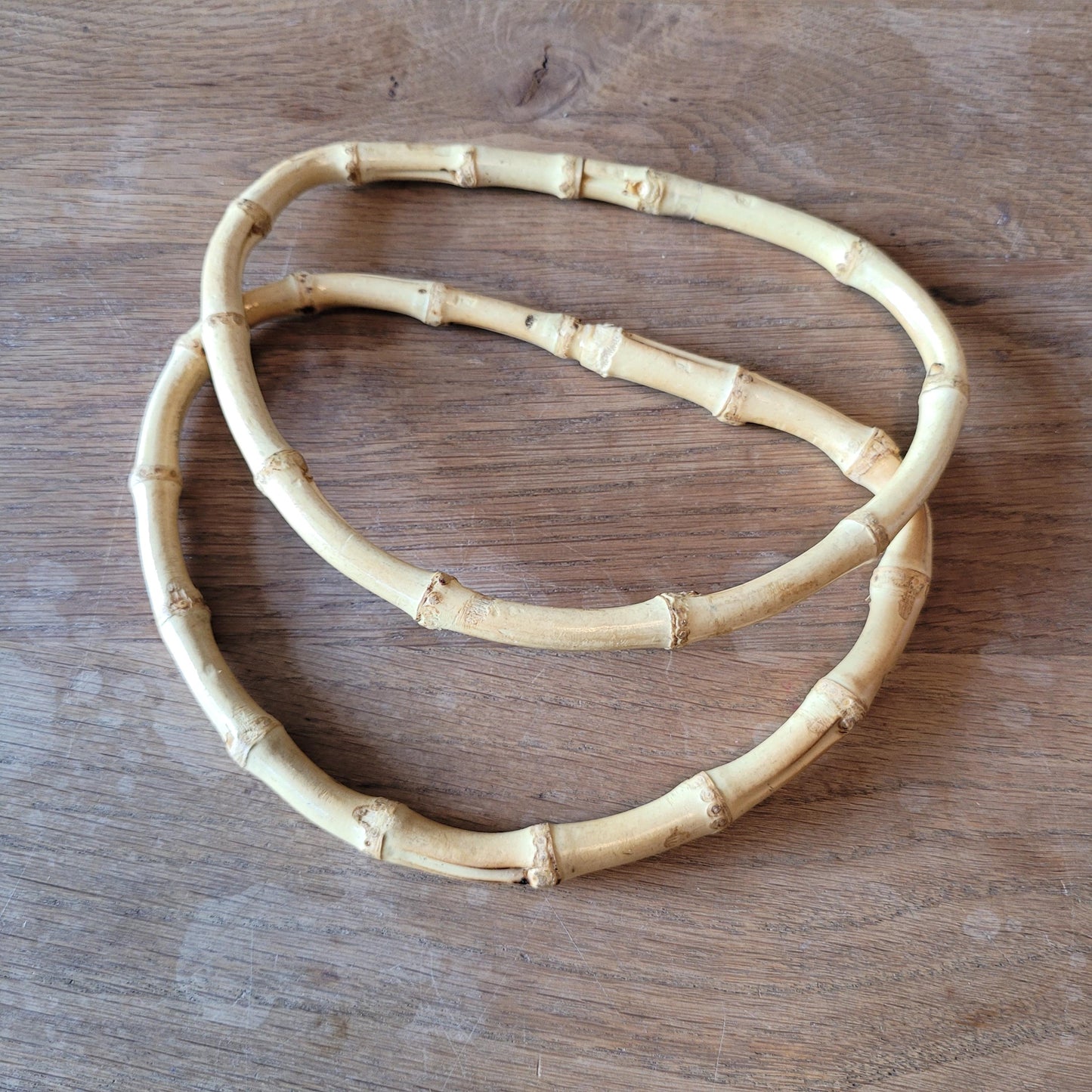 Pair of vintage D-shaped bamboo handbag/purse handles #C