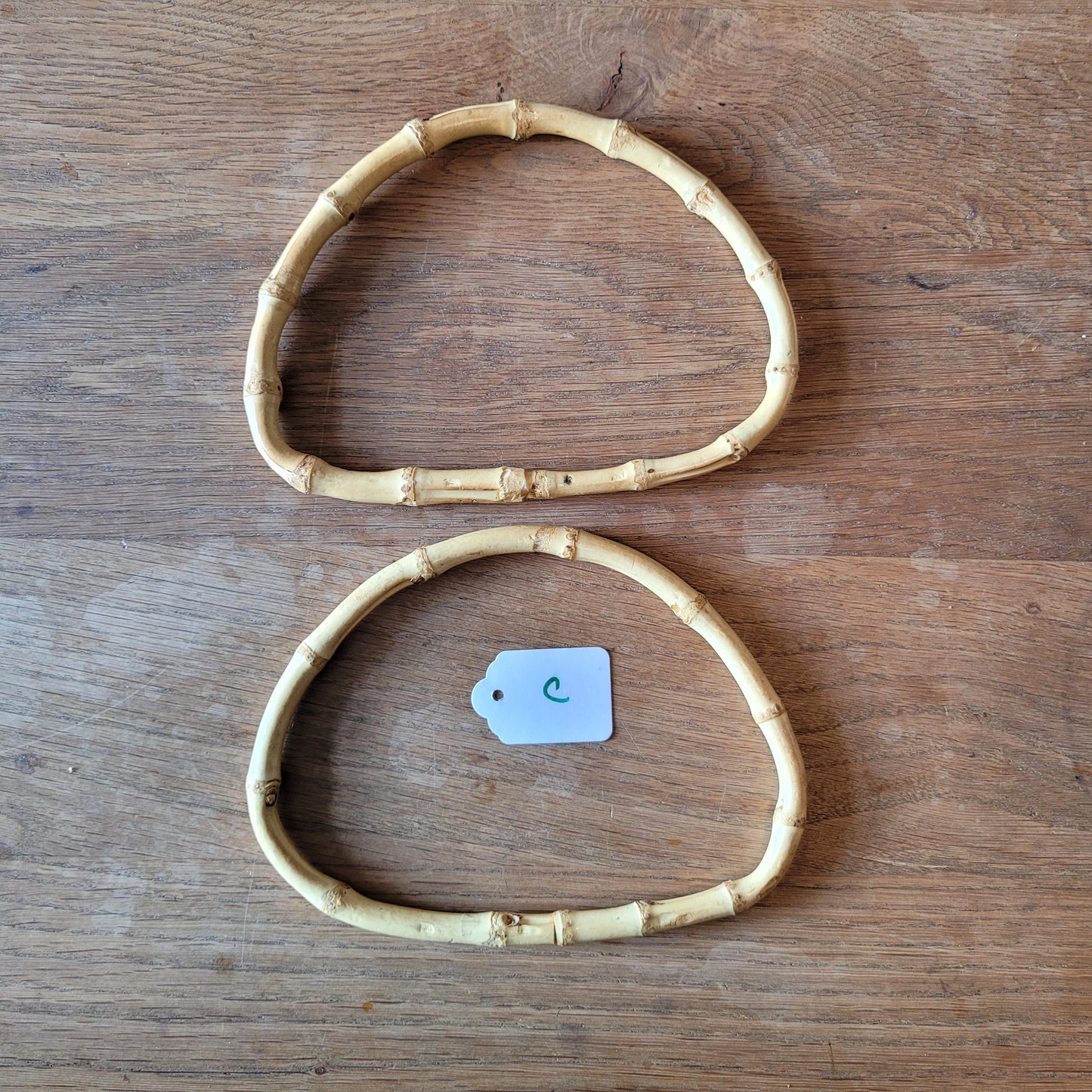 Pair of vintage D-shaped bamboo handbag/purse handles #C