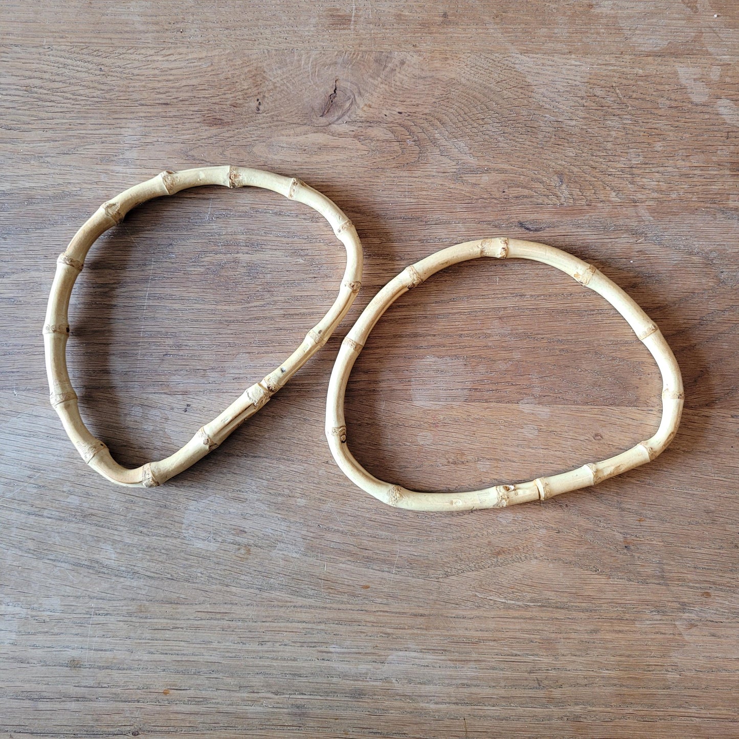 Pair of vintage D-shaped bamboo handbag/purse handles #C