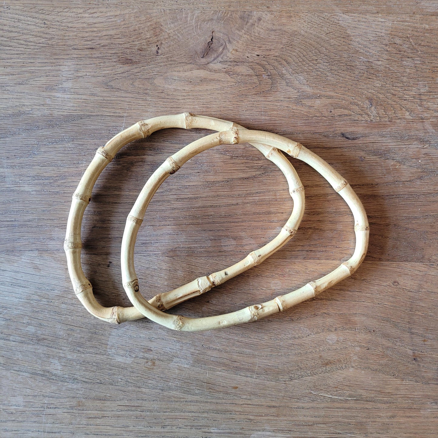 Pair of vintage D-shaped bamboo handbag/purse handles #C