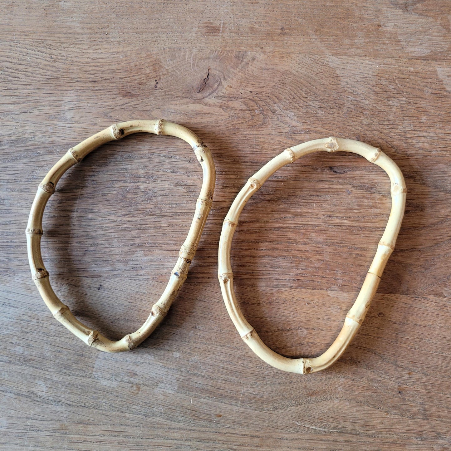 Pair of vintage D-shaped bamboo handbag/purse handles #D