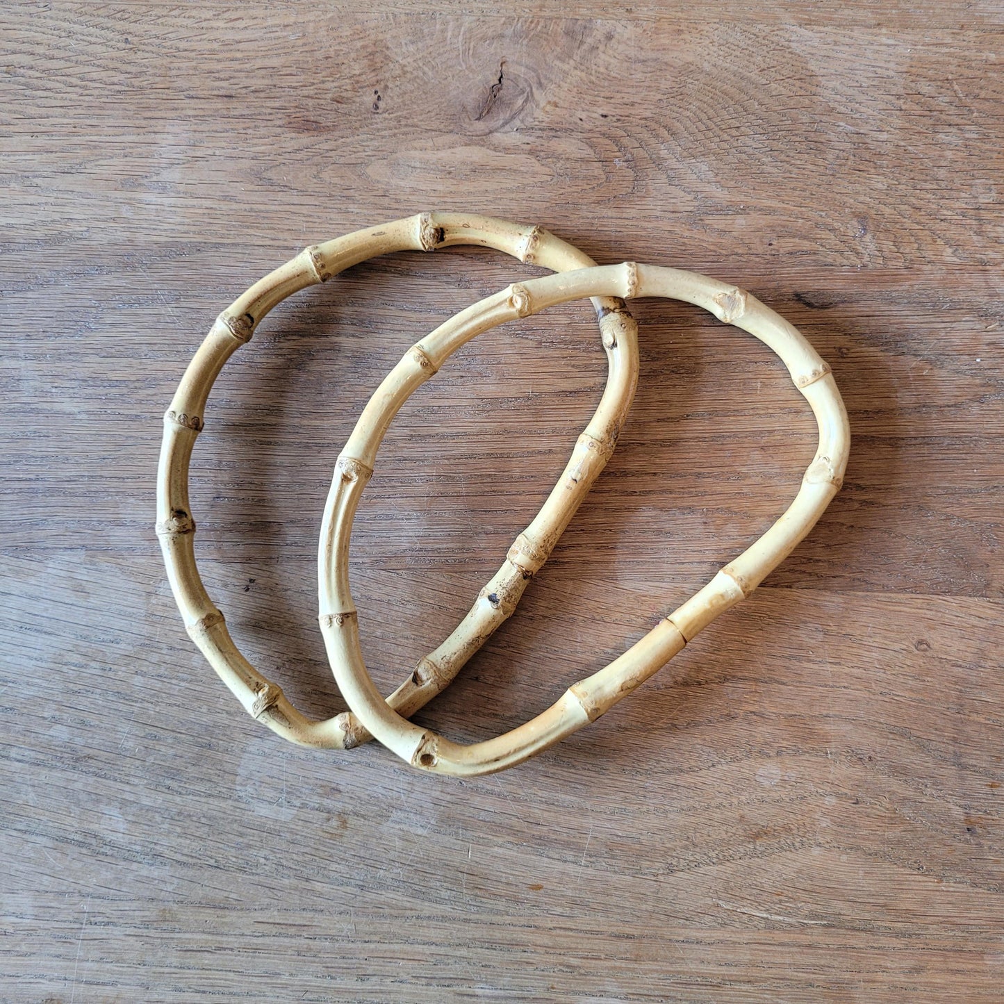 Pair of vintage D-shaped bamboo handbag/purse handles #D