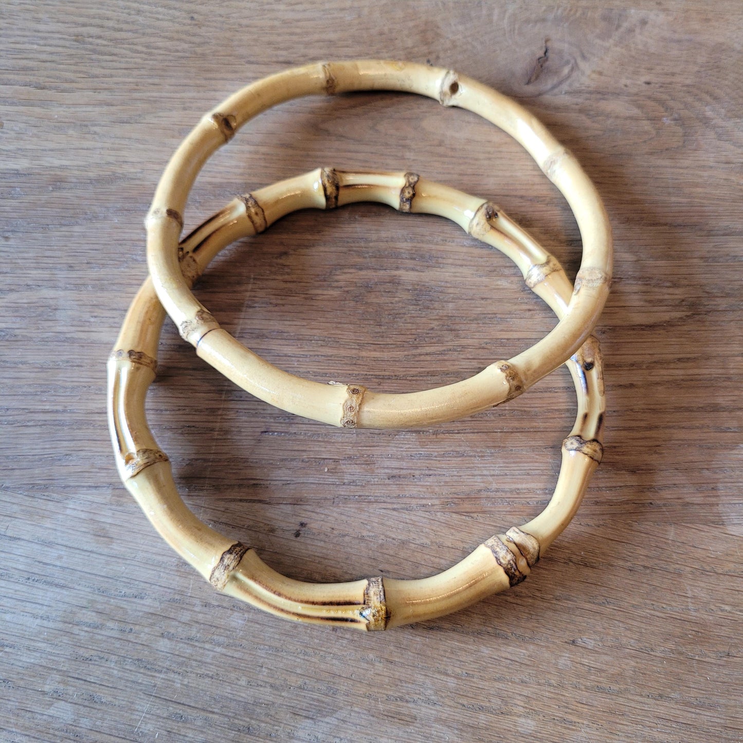 Pair of vintage round bamboo handbag/purse handles