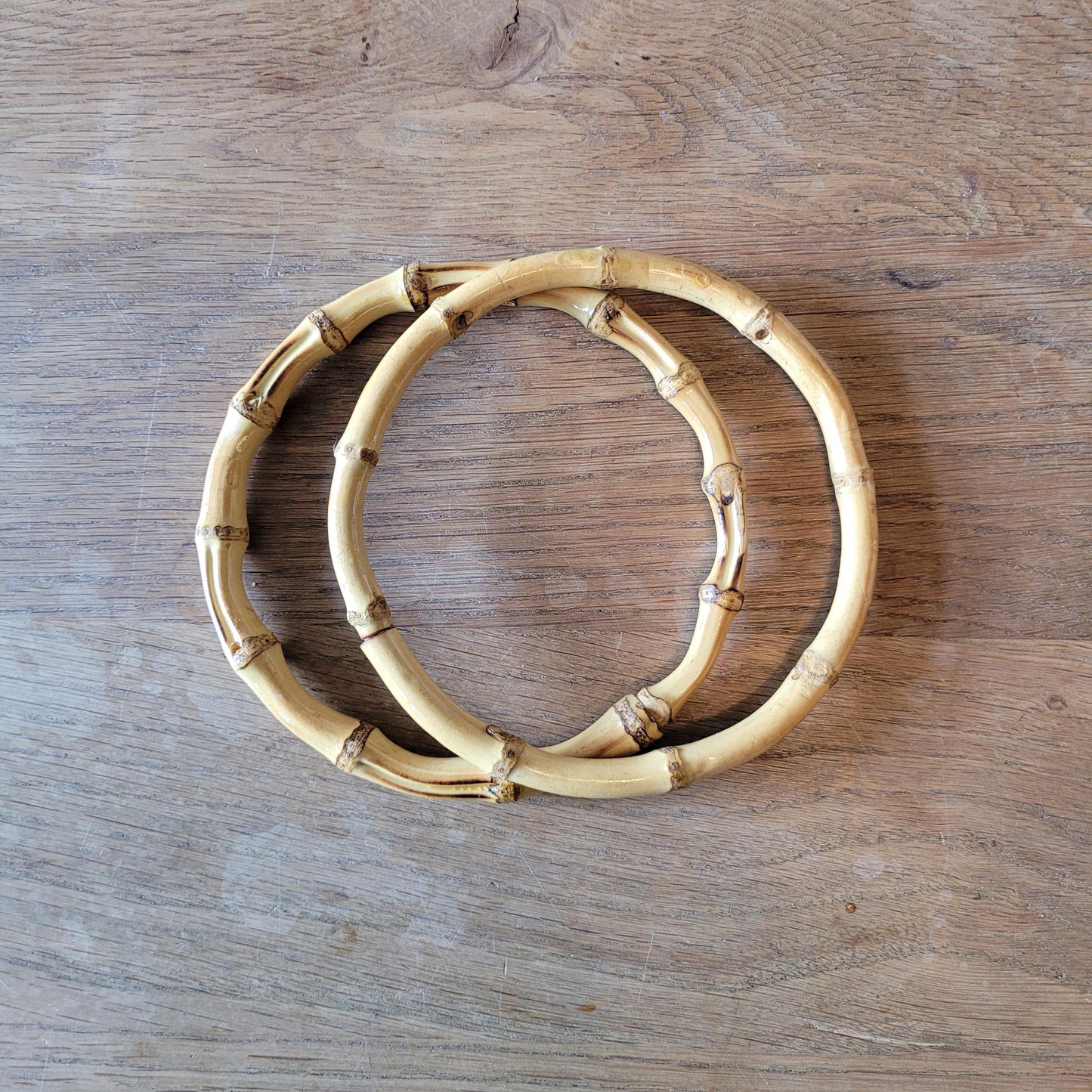 Pair of vintage round bamboo handbag/purse handles