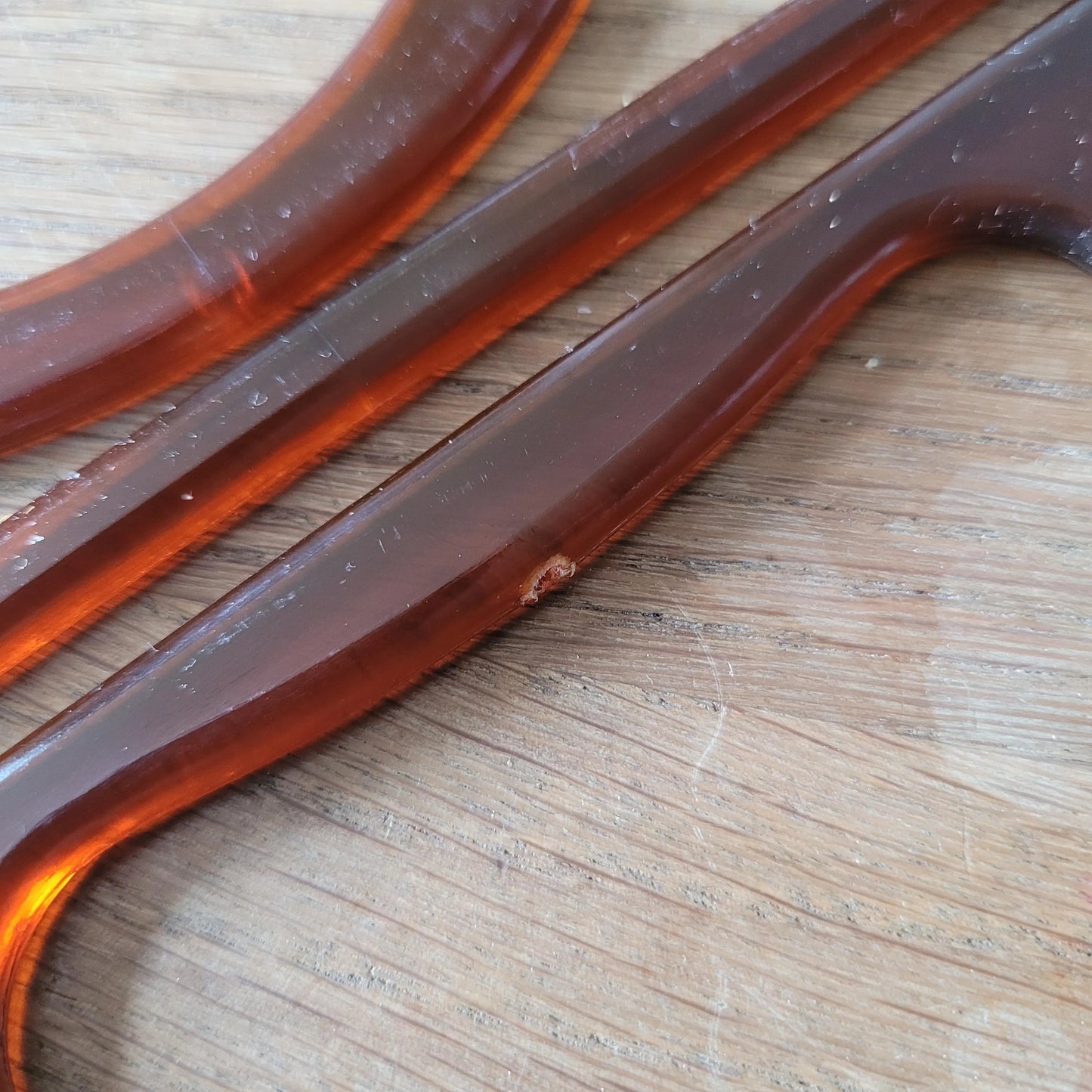 Pair of faux amber plastic long handbag/purse handles