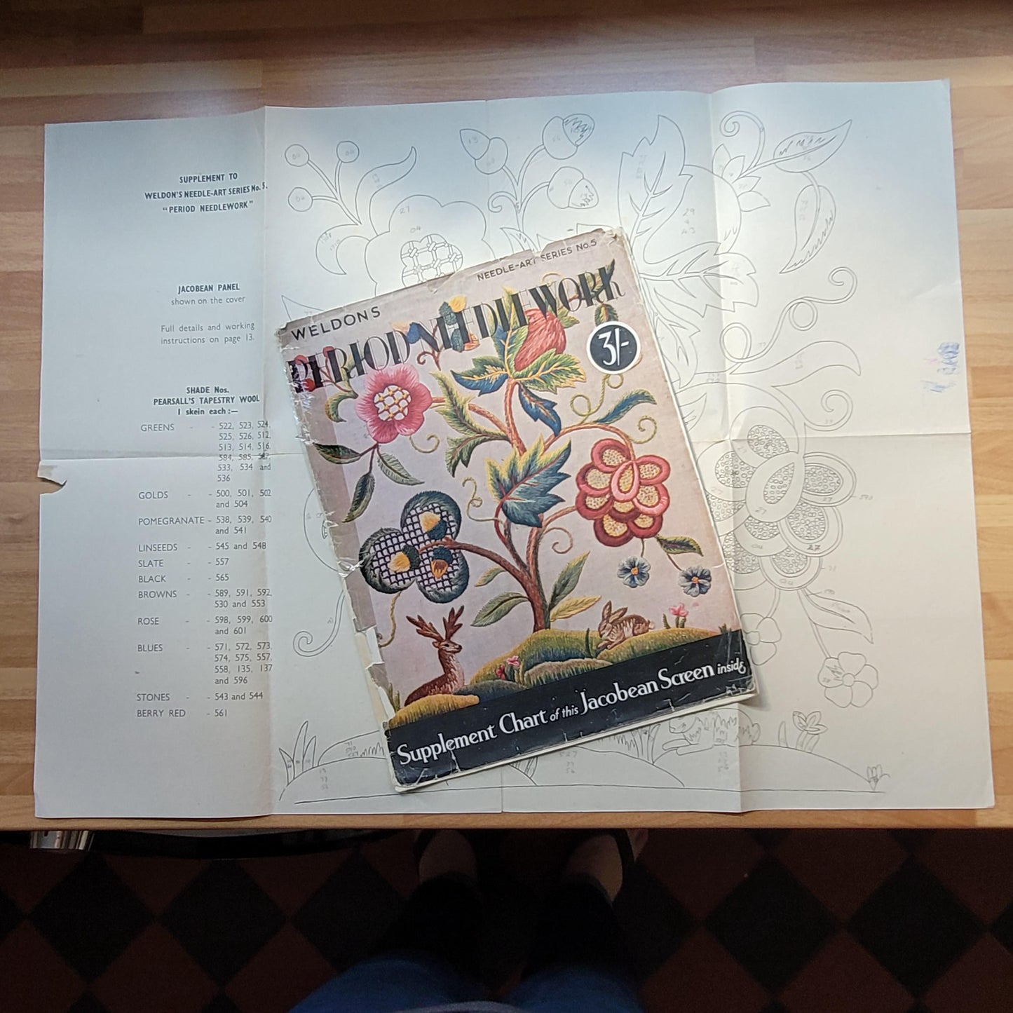 1940s Weldon's needle-art series No.5: Period Needlework (includes supplement chart)