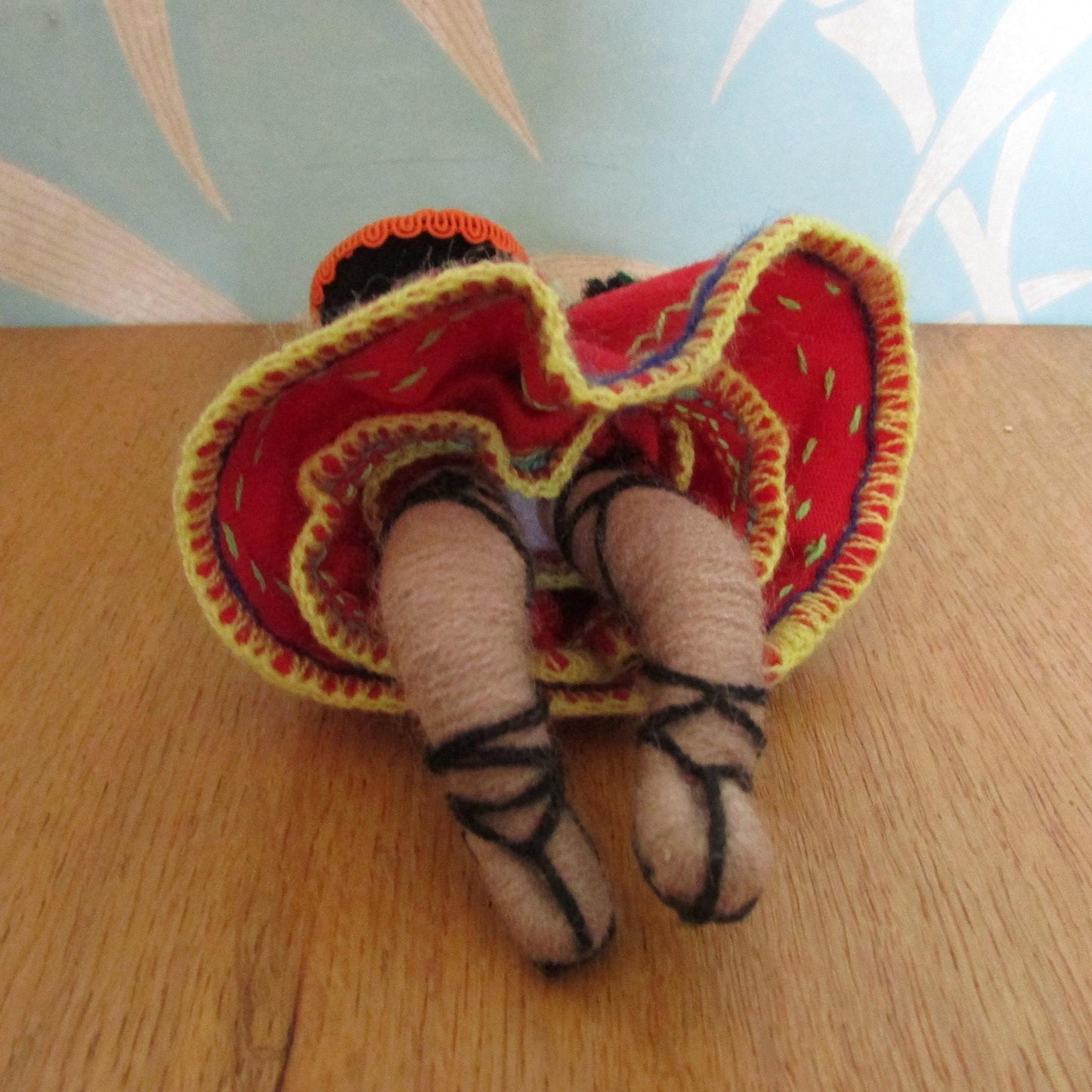 Vintage Baps-style small felt doll in Peruvian national costume