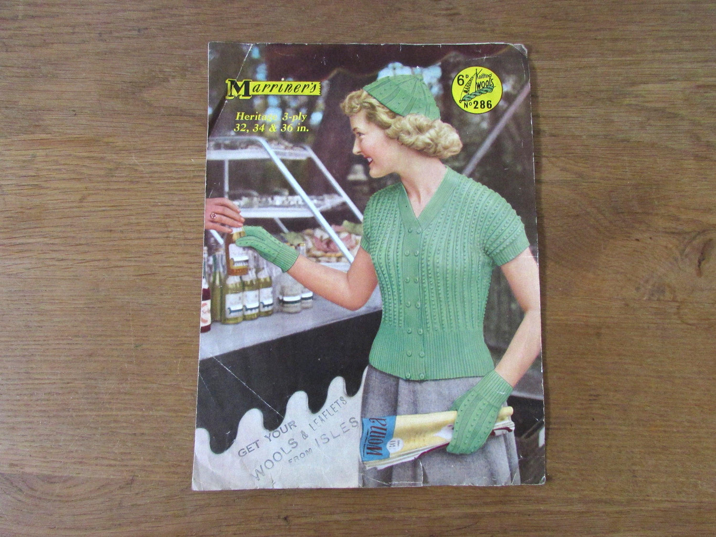 Vintage Marriner's 286 knitting pattern for cardigan & bobble cap