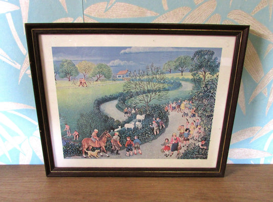 Vintage framed "Nature Walk" print by Gertrude Halsband