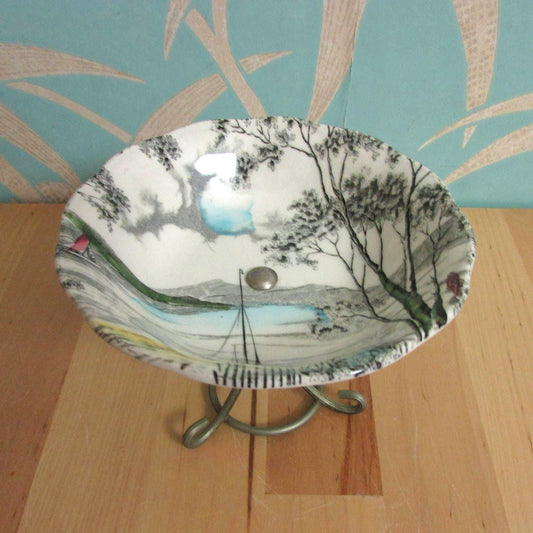 1950s W. H Grindley & Co "Holiday" china footed candy dish