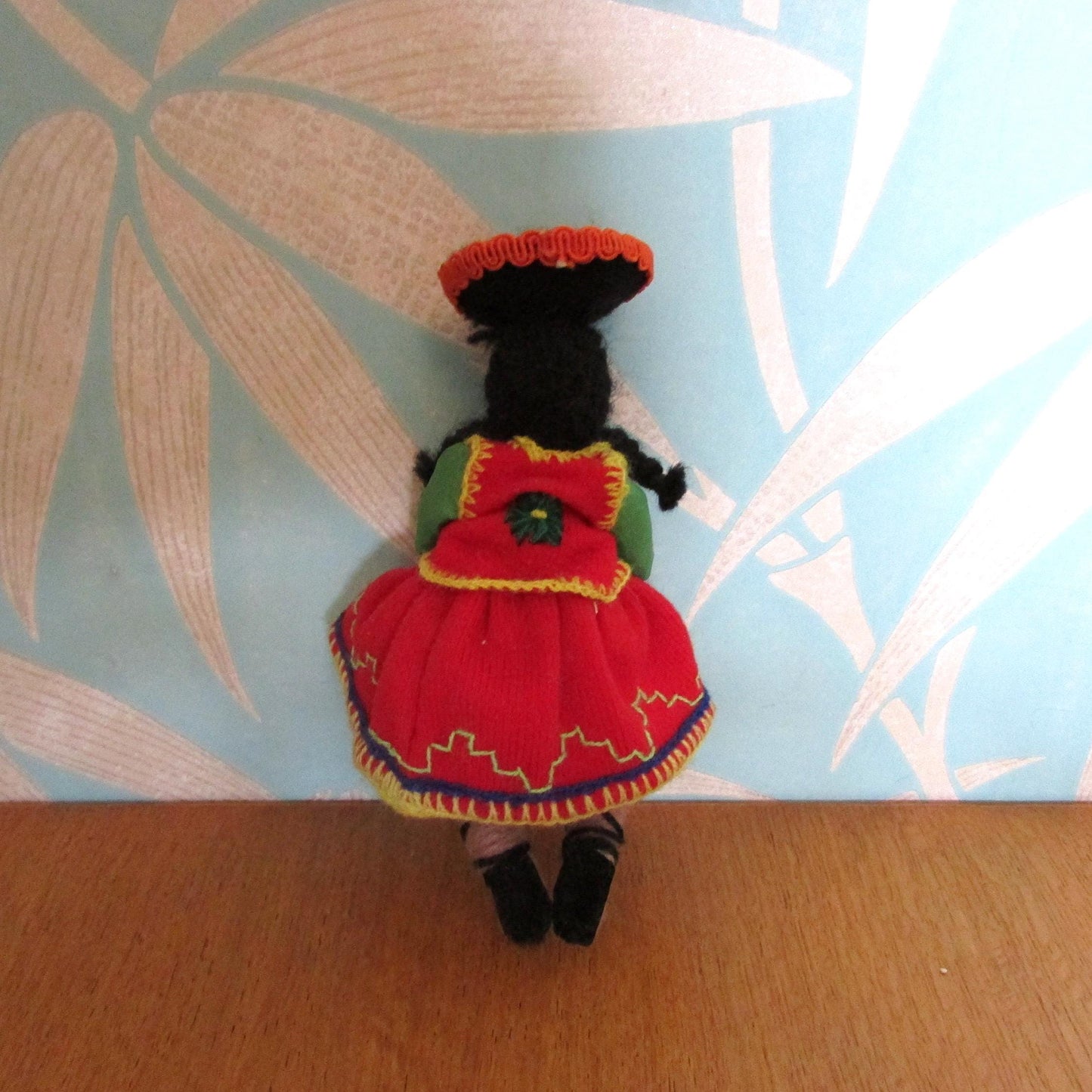 Vintage Baps-style small felt doll in Peruvian national costume