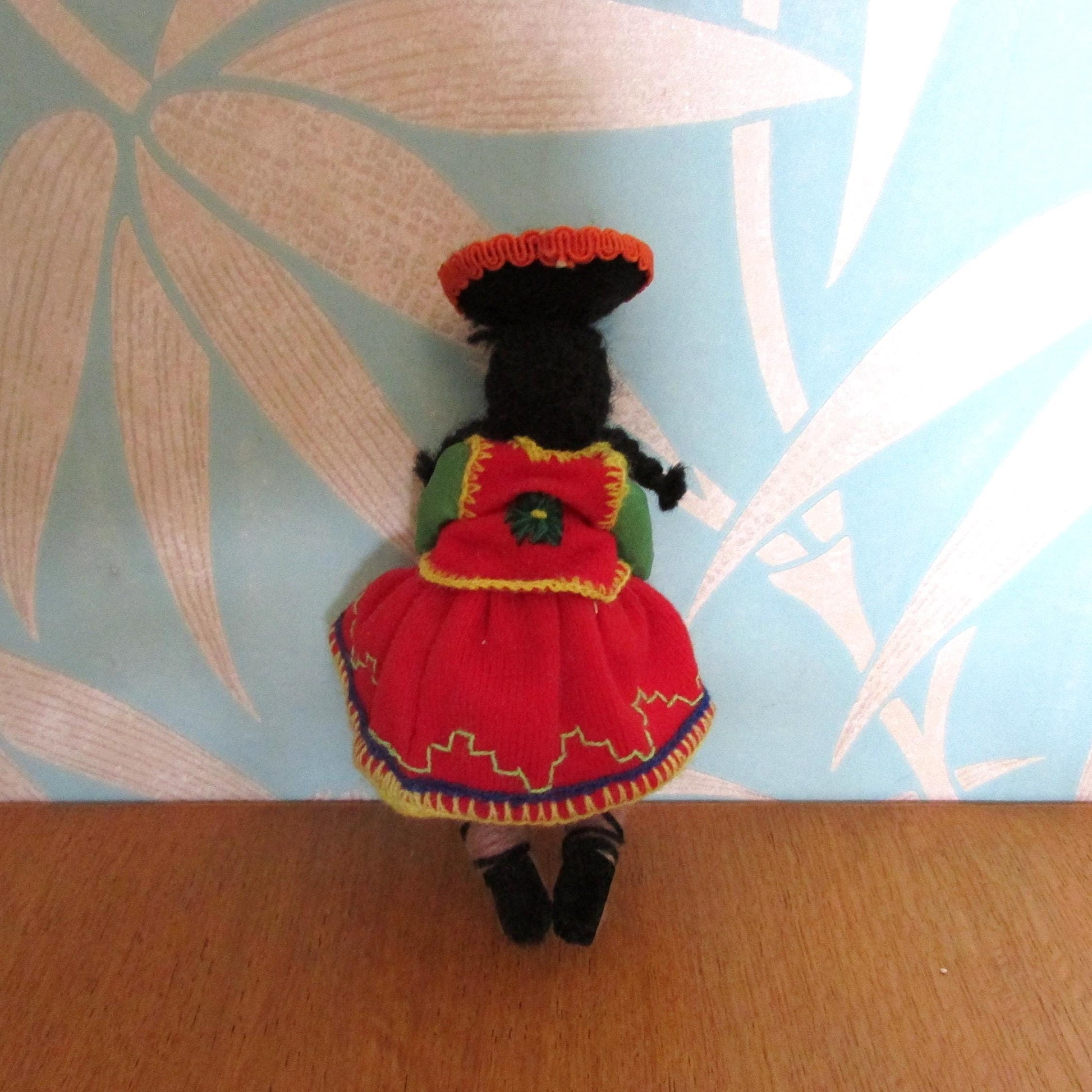 Vintage Baps-style small felt doll in Peruvian national costume