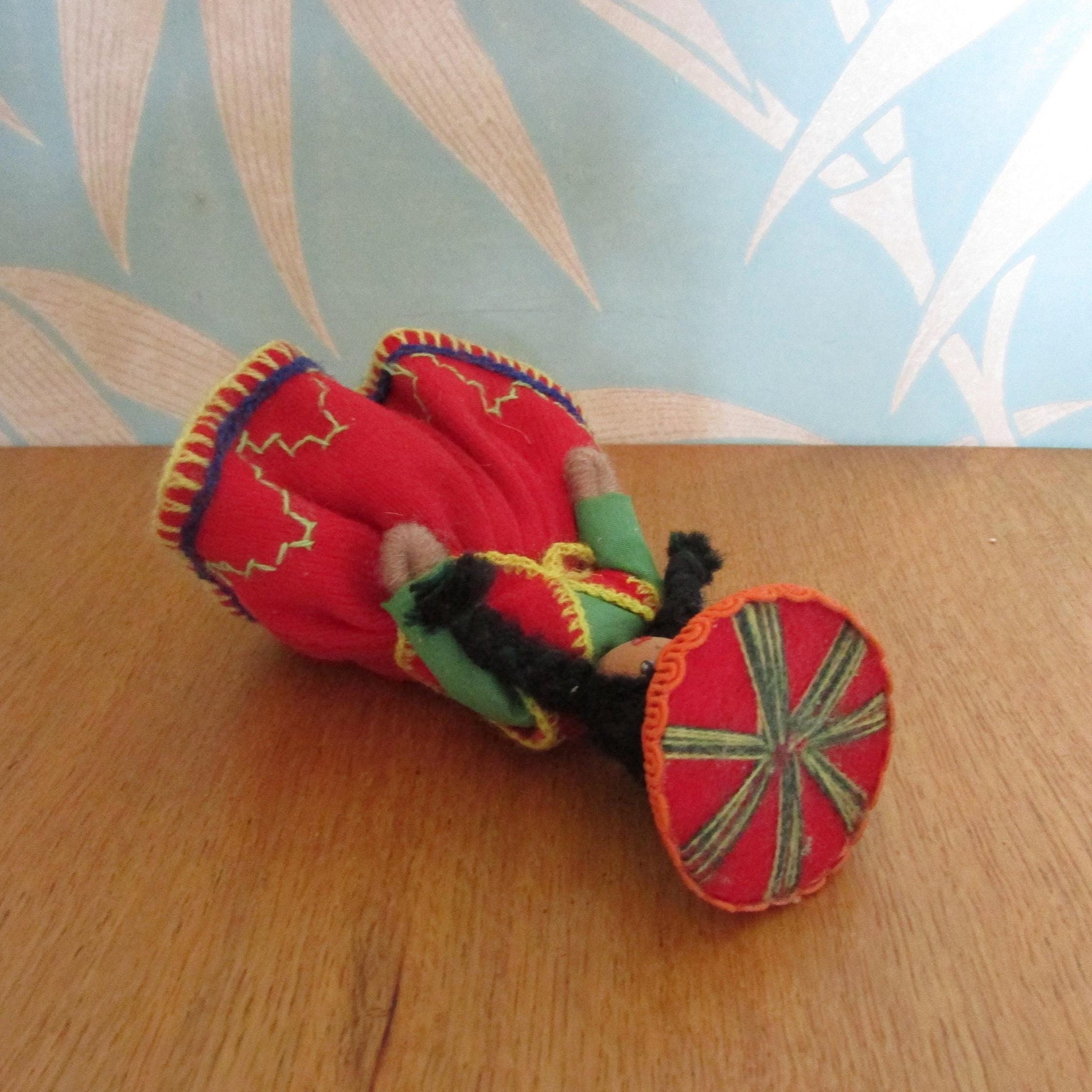 Vintage Baps-style small felt doll in Peruvian national costume