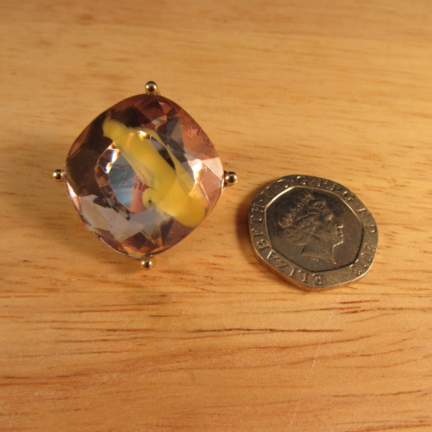 1960s gold-tone square spatter-effect iridescent plastic clip-on earrings