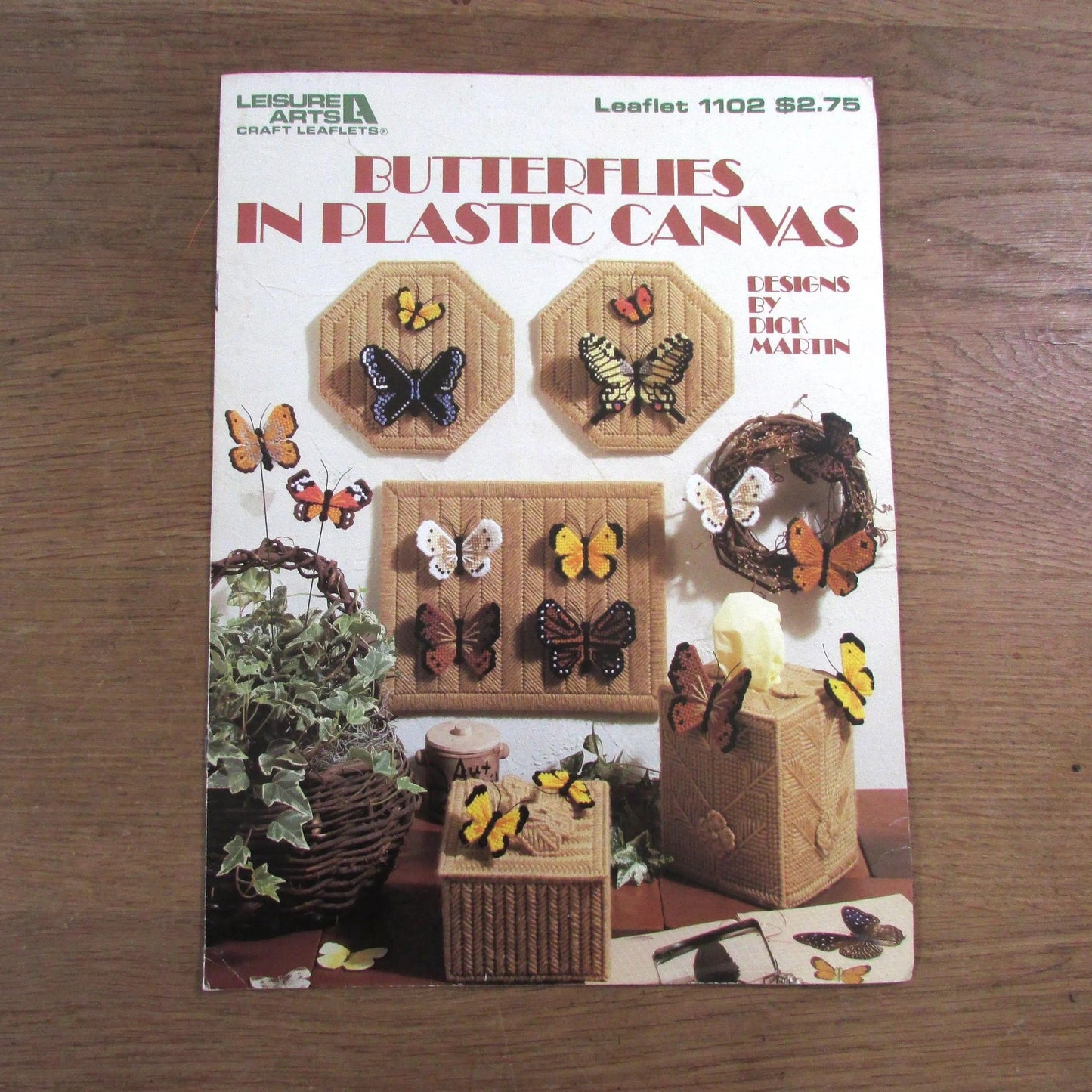 1987 Leisure Arts Craft Leaflet 1102 Butterflies in Plastic Canvas, designed by Dick Martin
