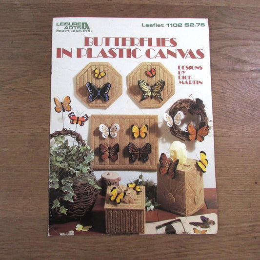 1987 Leisure Arts Craft Leaflet 1102 Butterflies in Plastic Canvas, designed by Dick Martin