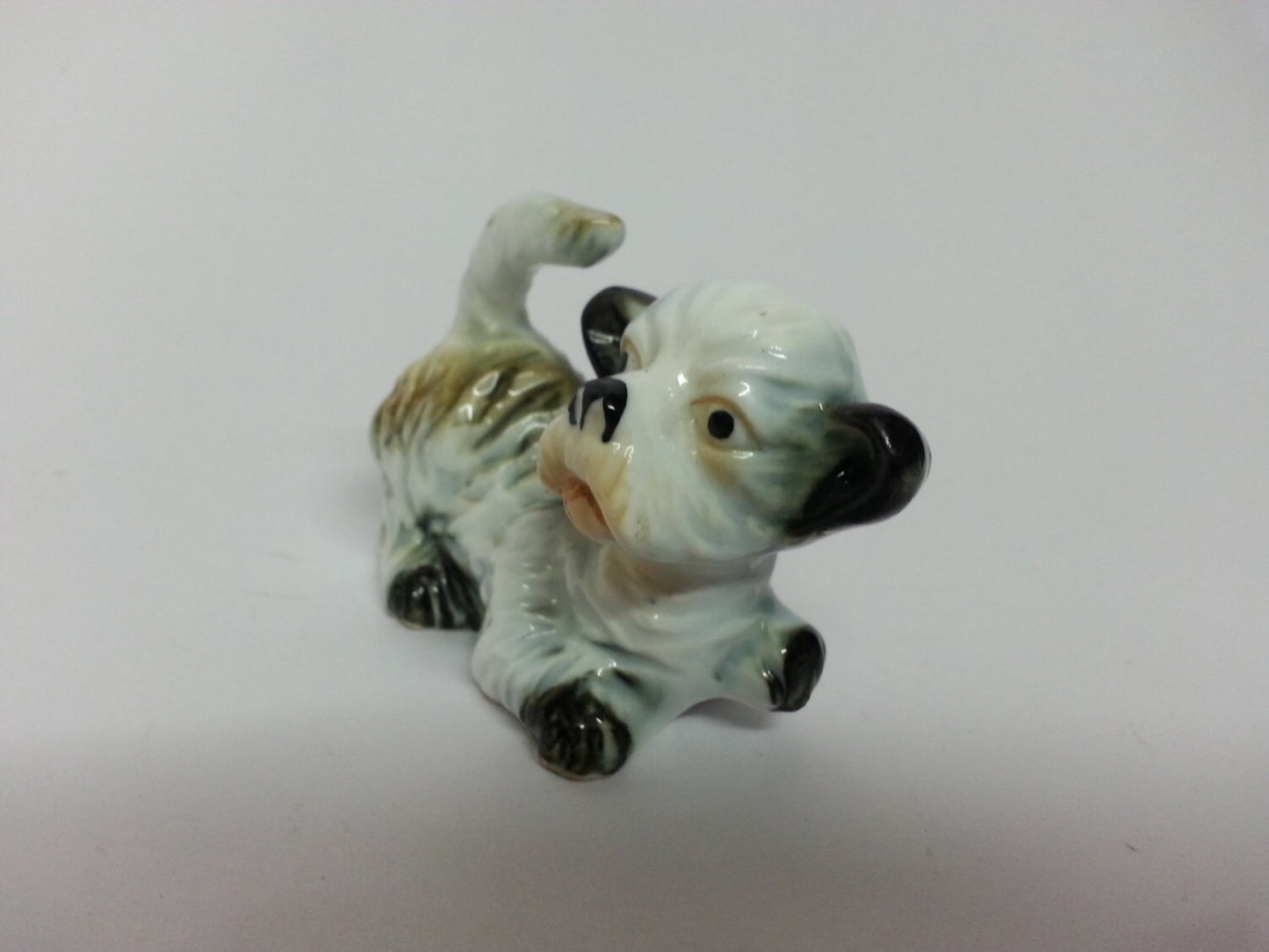Vintage china Schnauzer dog, wagging tail