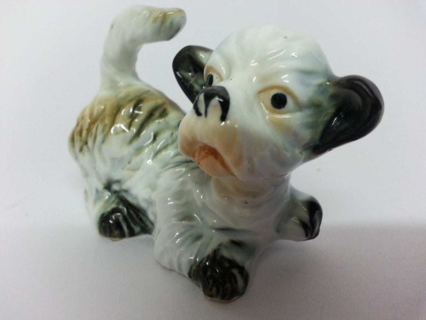 Vintage china Schnauzer dog, wagging tail