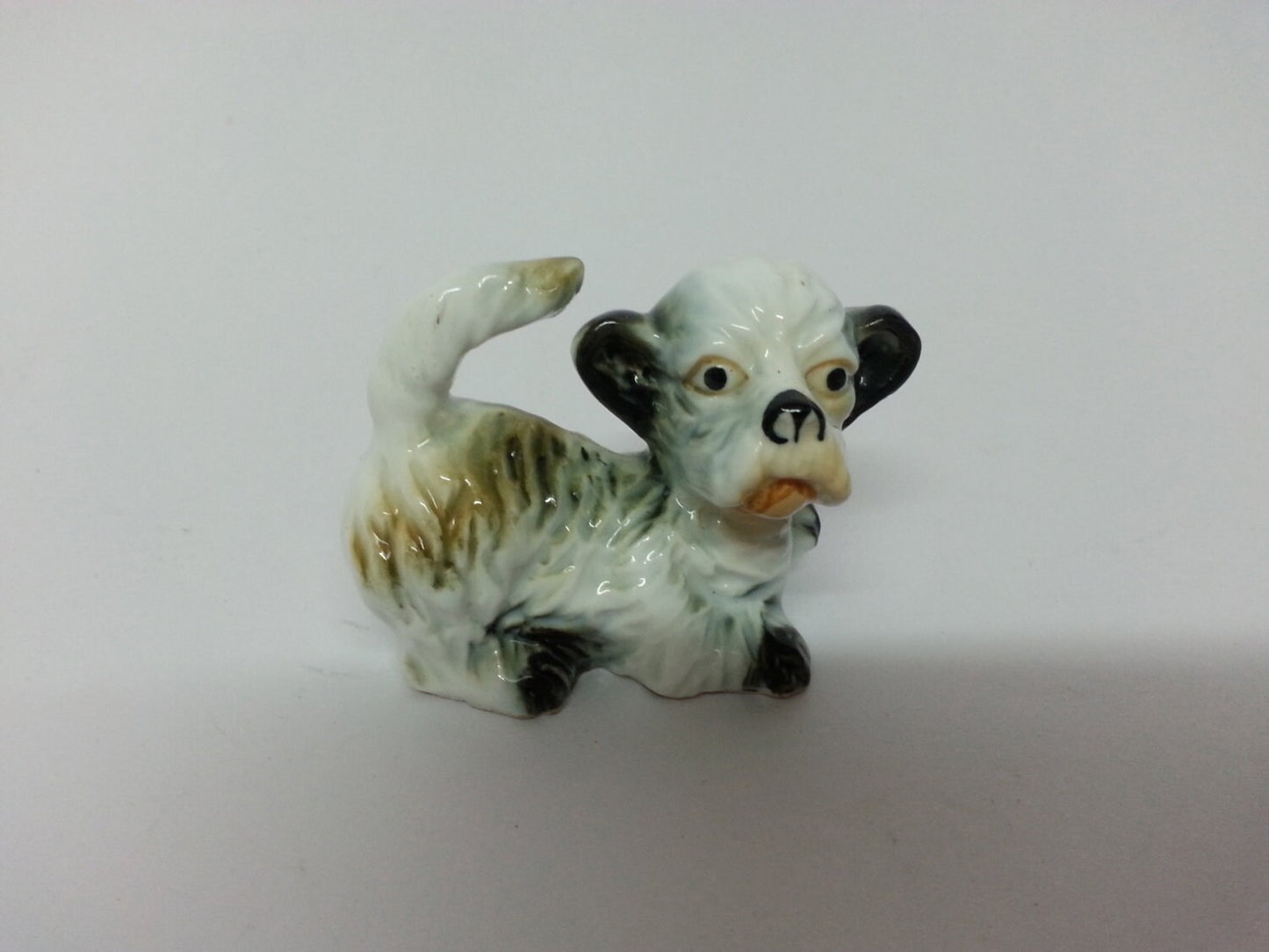 Vintage china Schnauzer dog, wagging tail