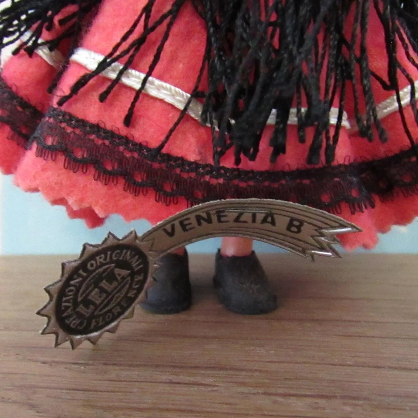 1970s Venezia, Italy souvenir/folk doll with Murano glass pendant