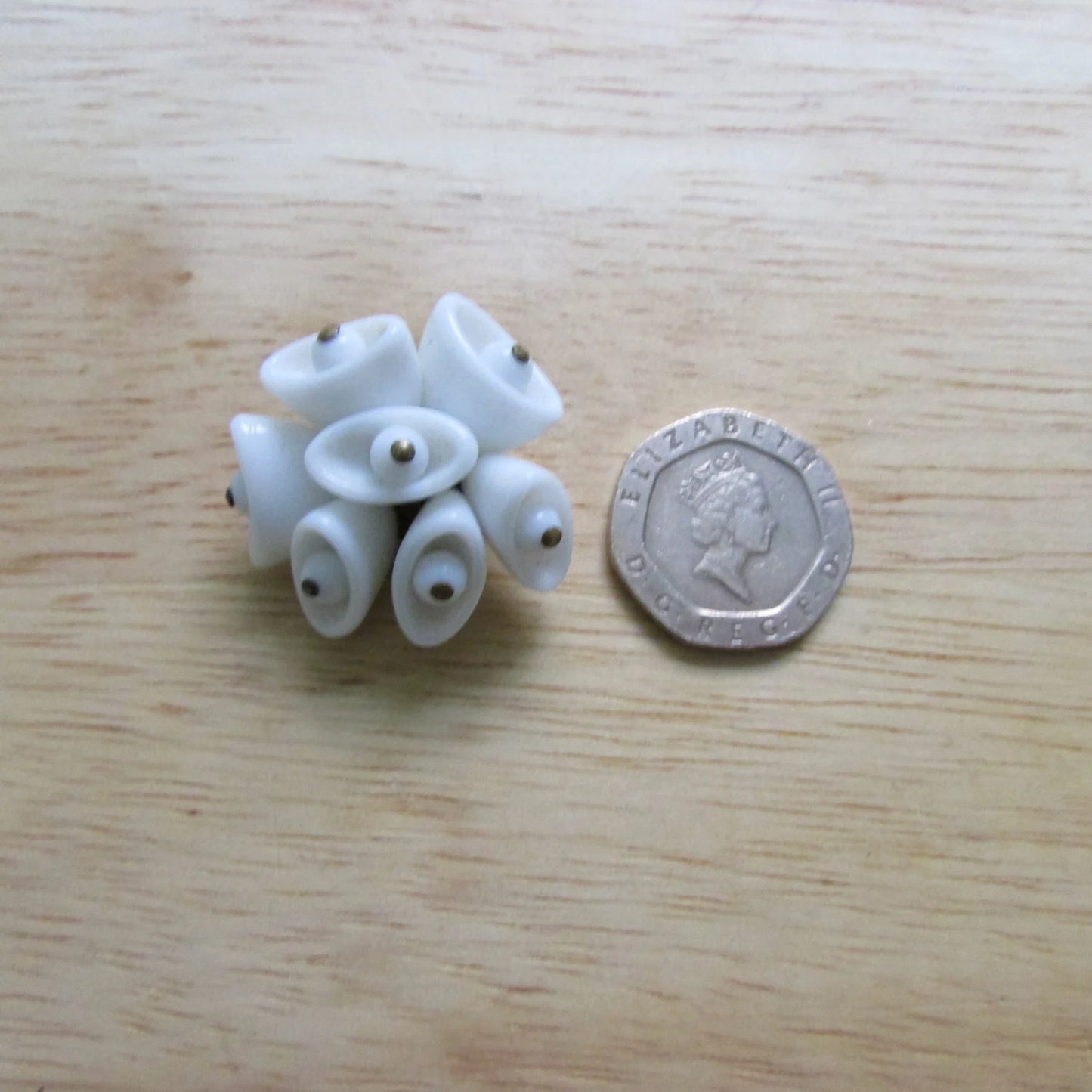 1950s/60s white milk glass conical beaded clip-on earrings.